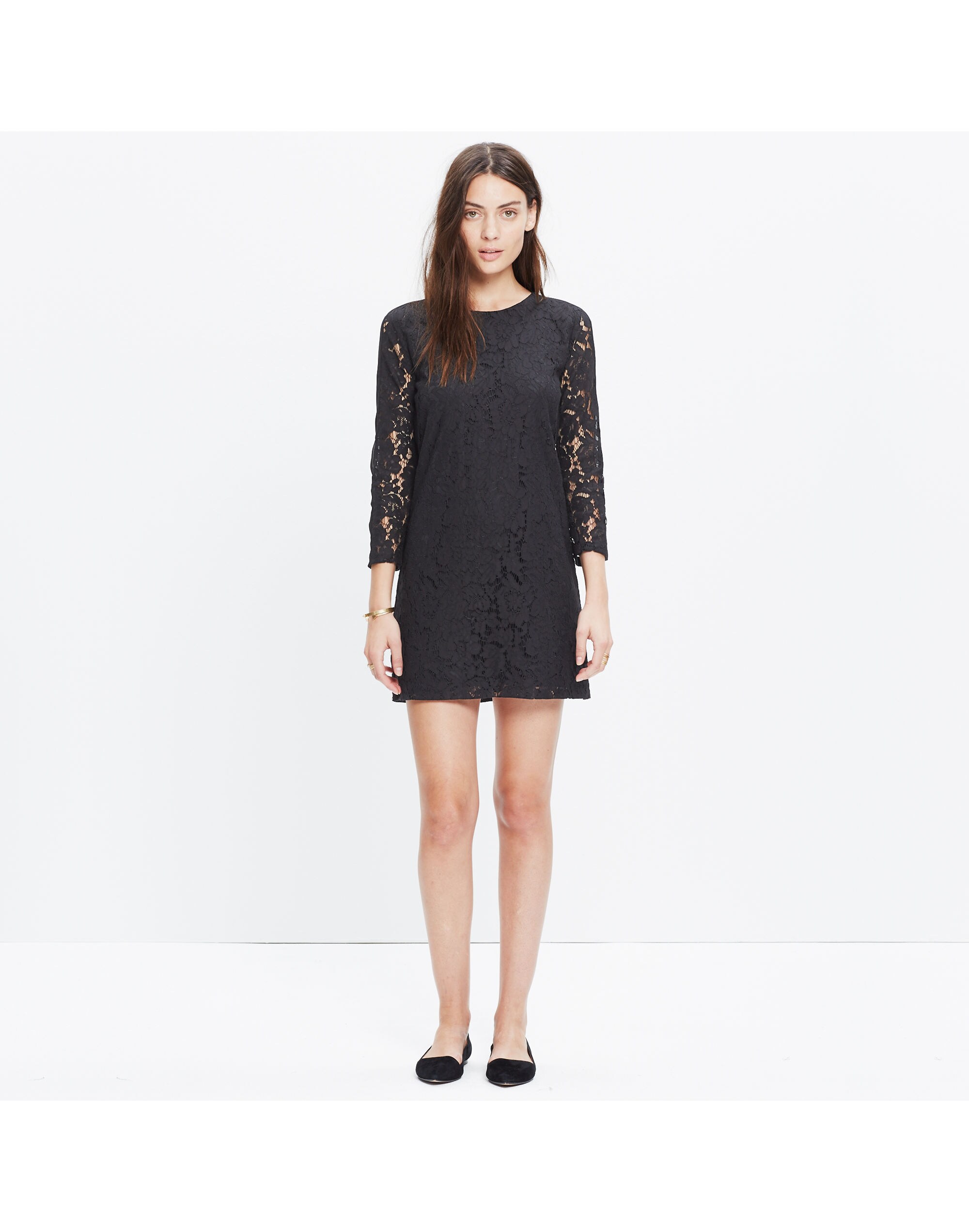 Lace Long-Sleeve Shift Dress