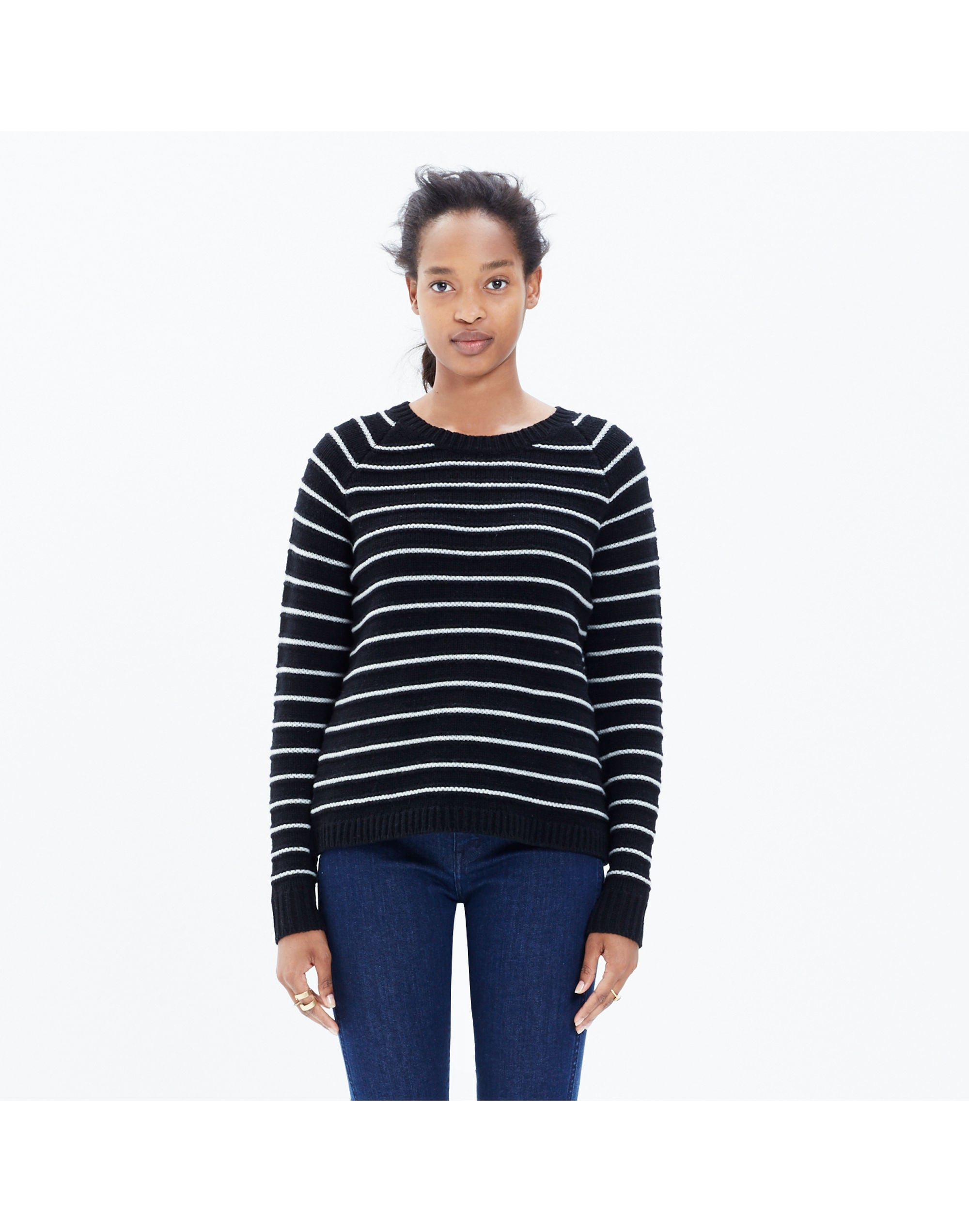 palisade back-zip sweater in cablestripe