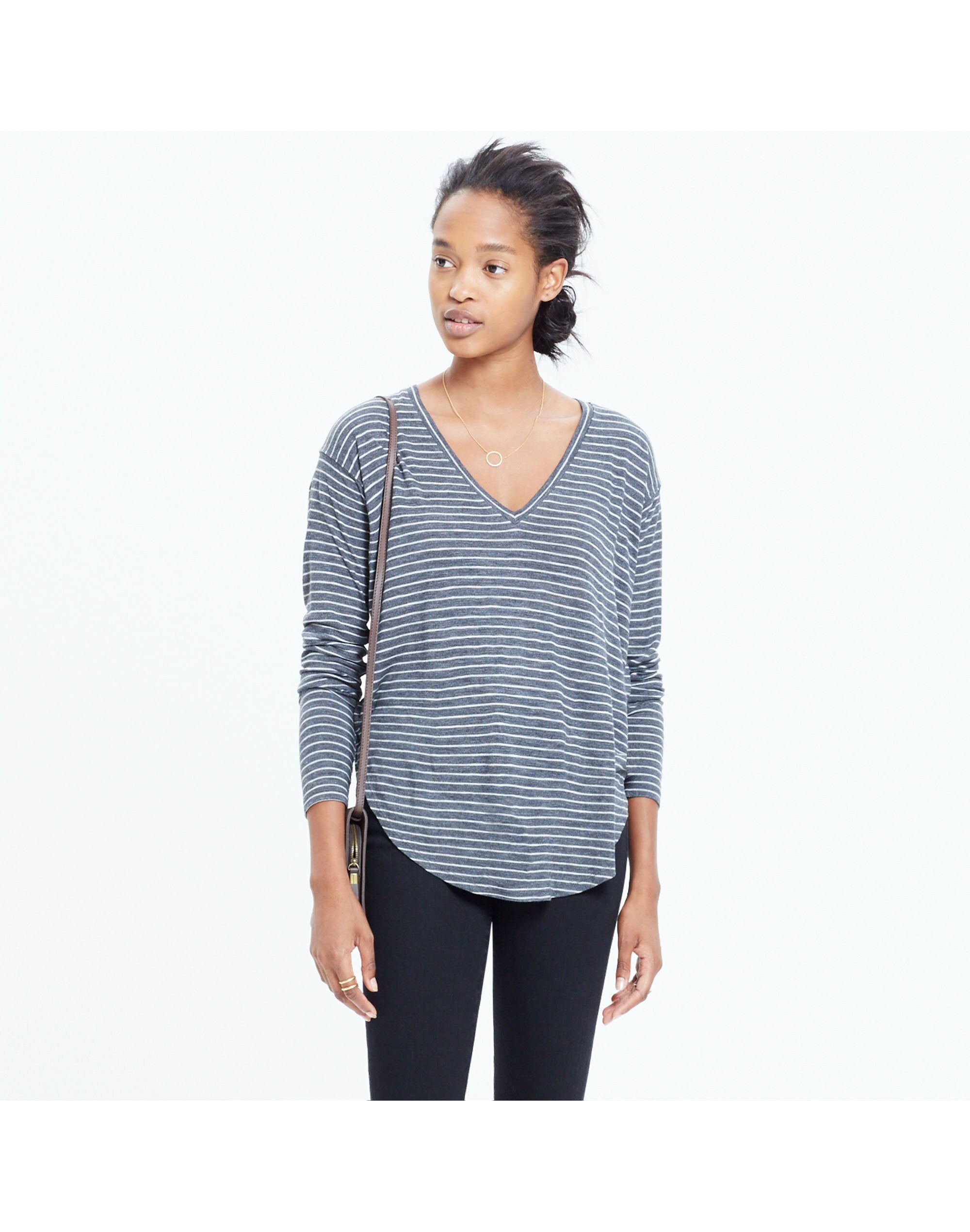 Anthem Long-Sleeve V-Neck Tee in Naples Stripe