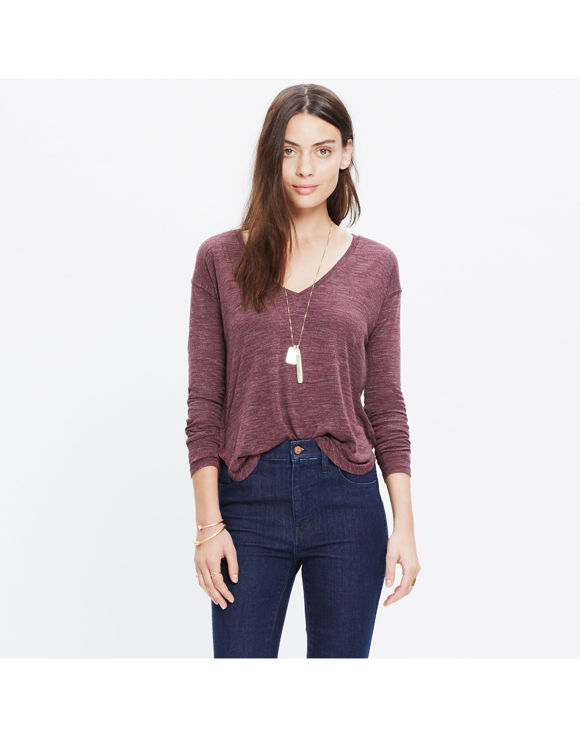 Heathered Anthem Long-Sleeve V-Neck Tee