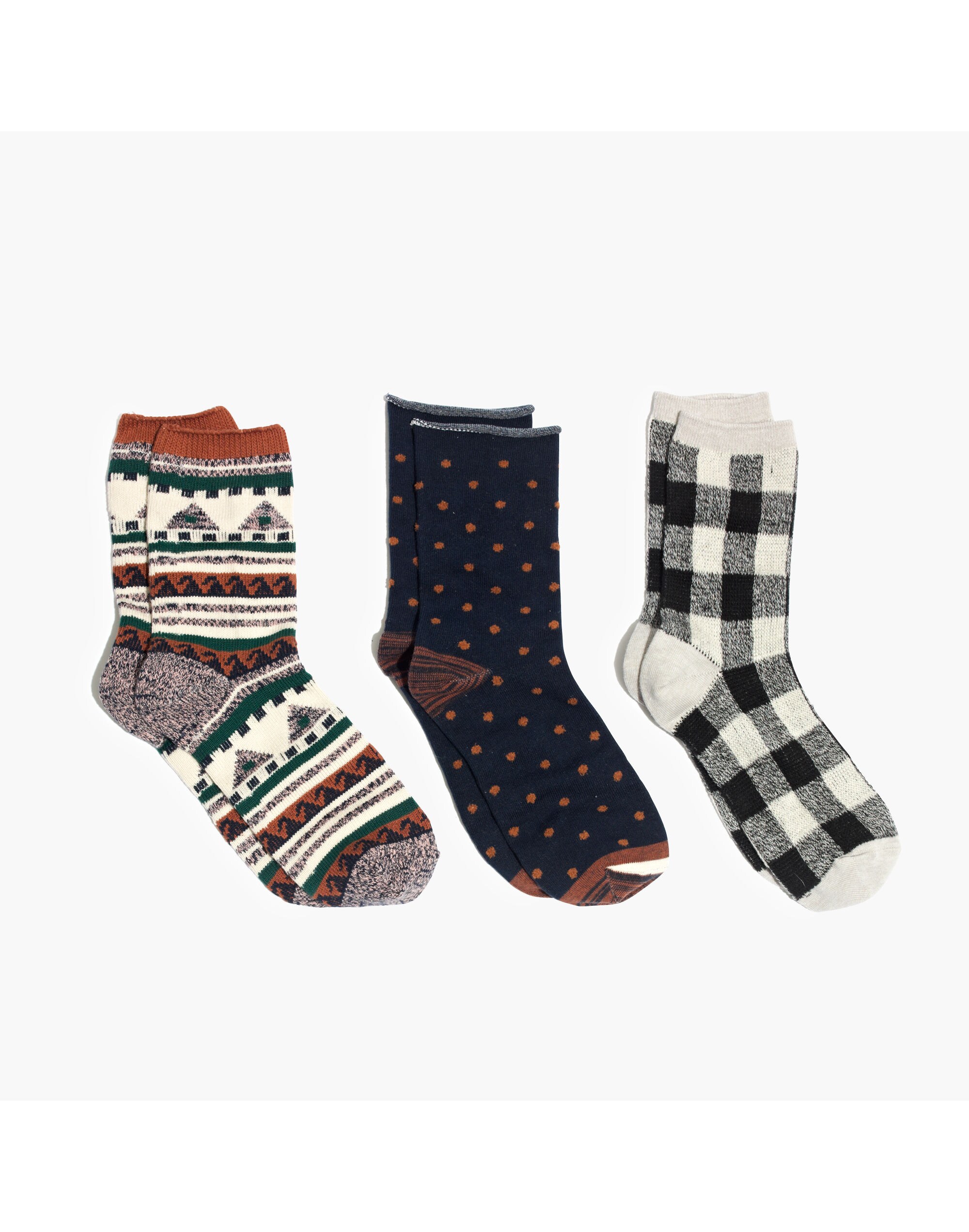 Three-Pack Navy Print-Mix Trouser Socks