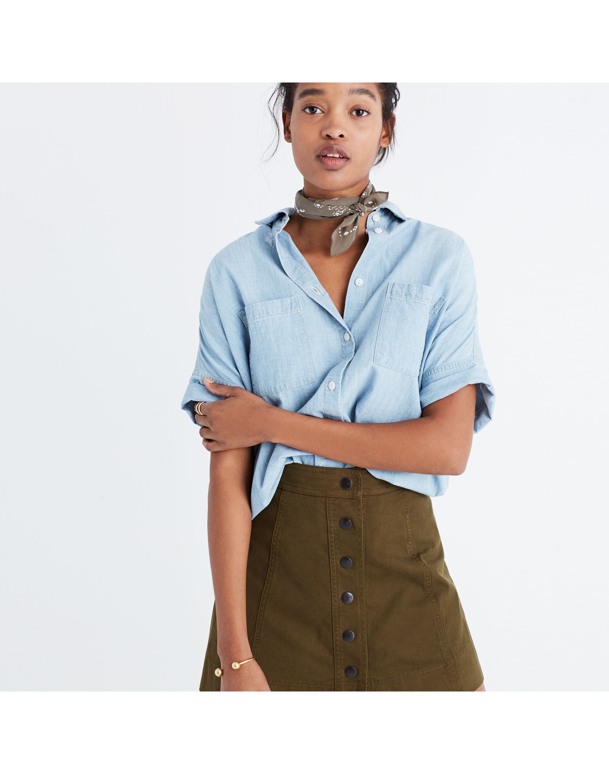 chambray courier shirt in buckley wash