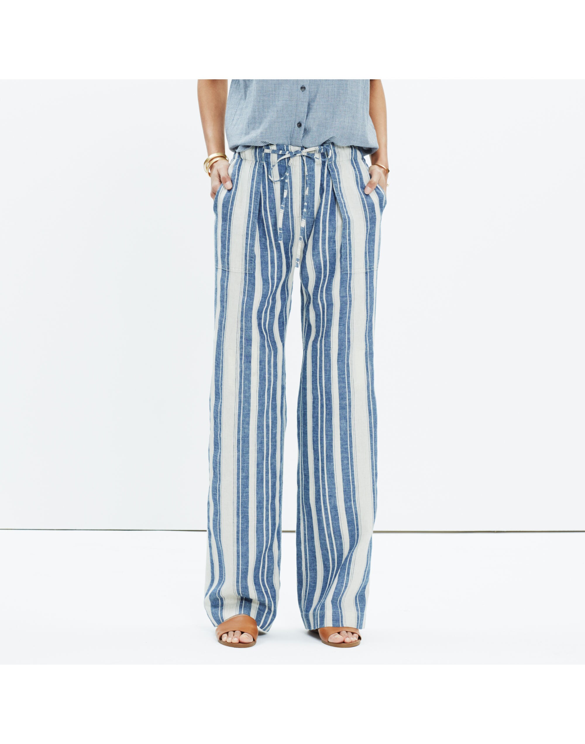 Striped Lawndale Wide-Leg Pants