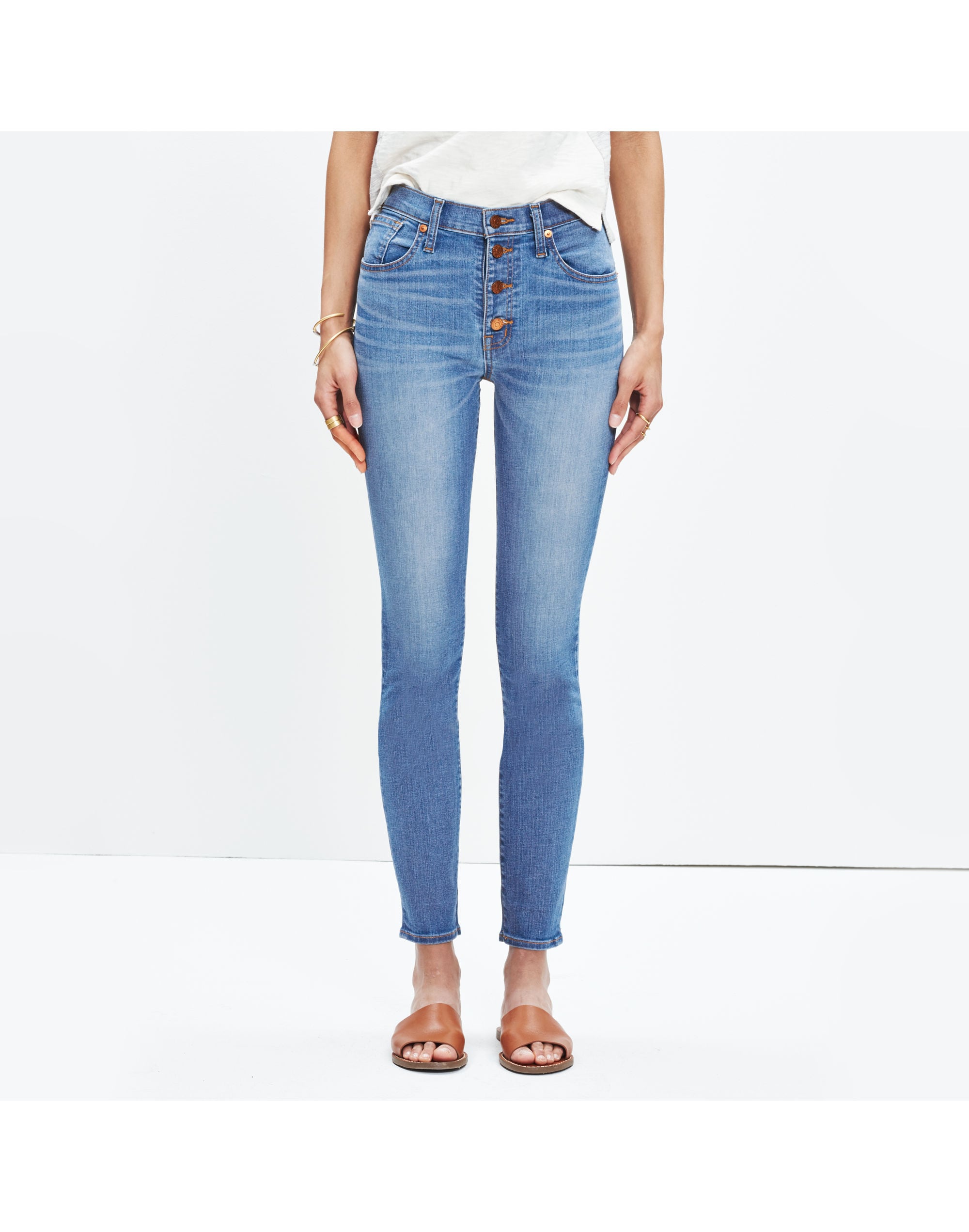 9" High-Rise Skinny Crop Jeans: Button-Through Edition