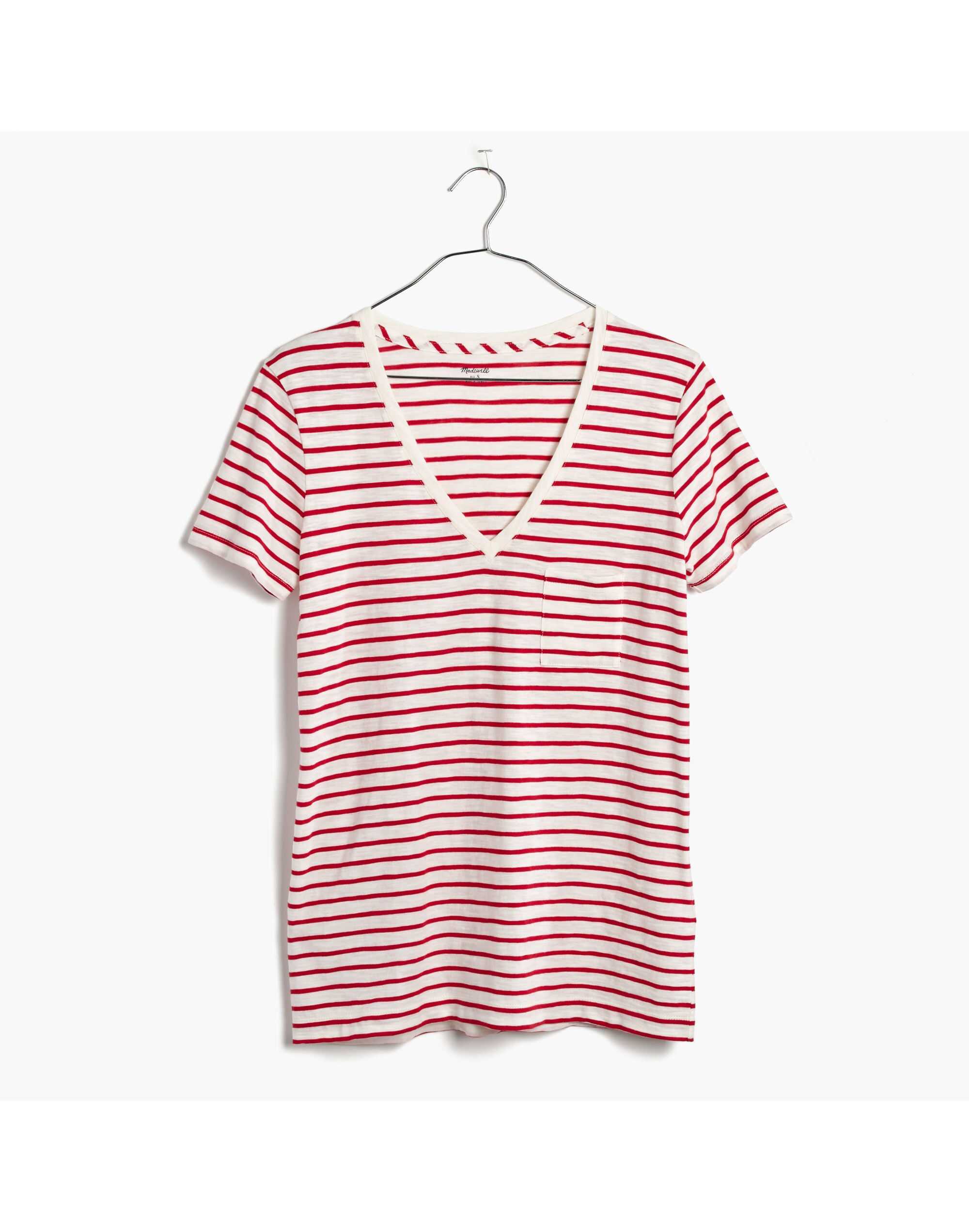 Whisper Cotton V-Neck Pocket Tee in Alhambra Stripe