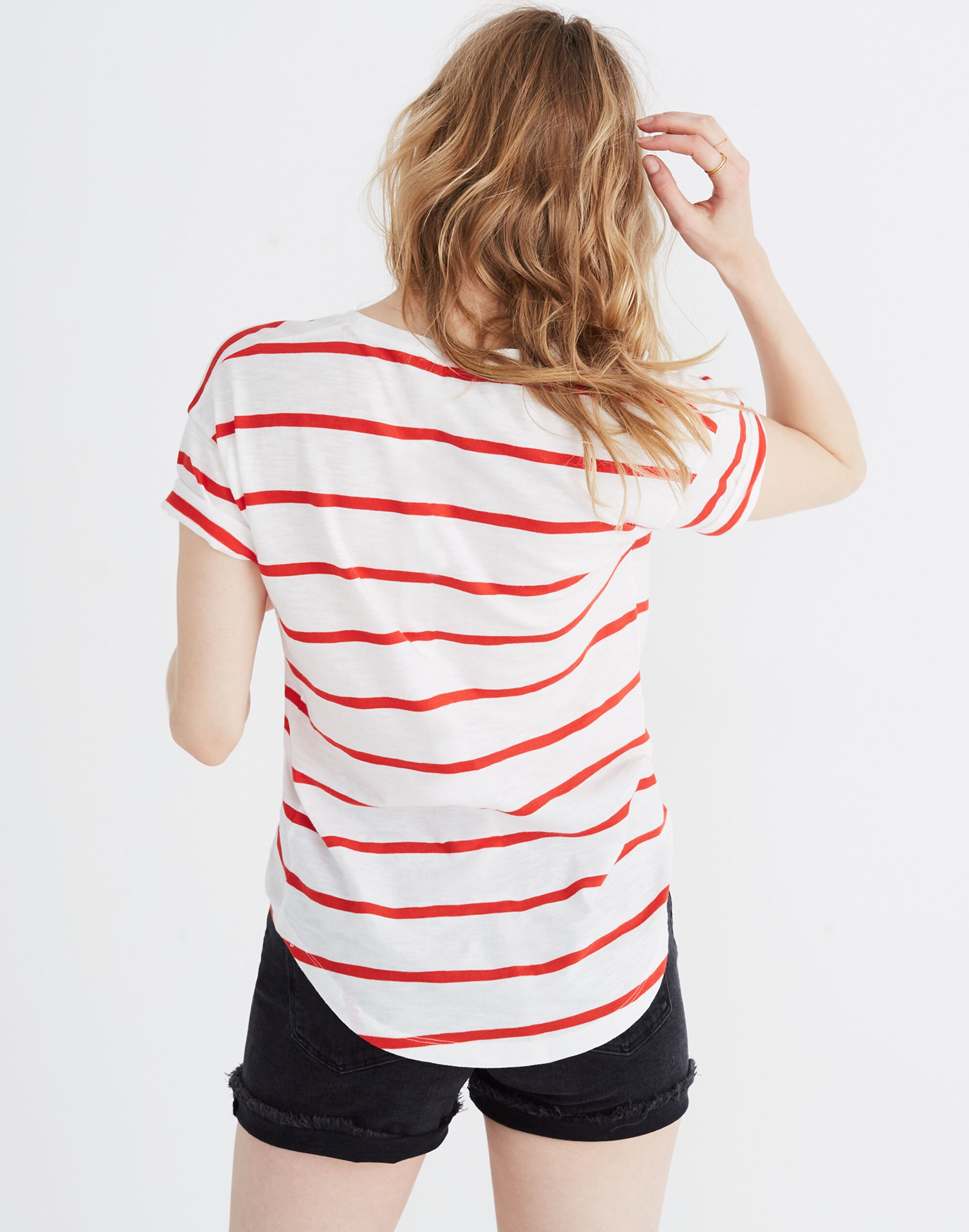 Whisper Cotton Crewneck Tee in Creston Stripe