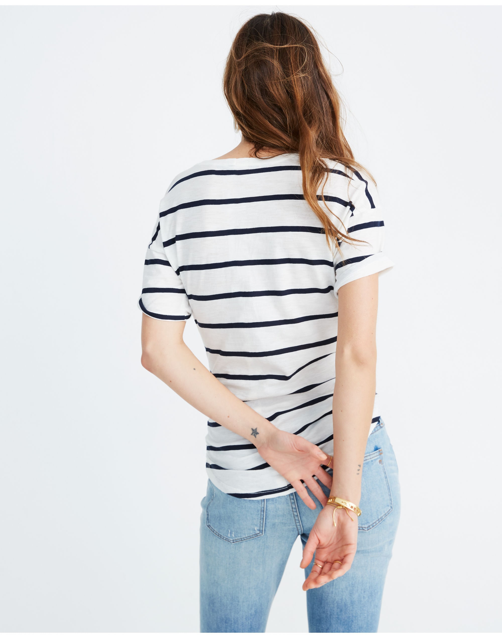 Whisper Cotton Crewneck Tee in Creston Stripe