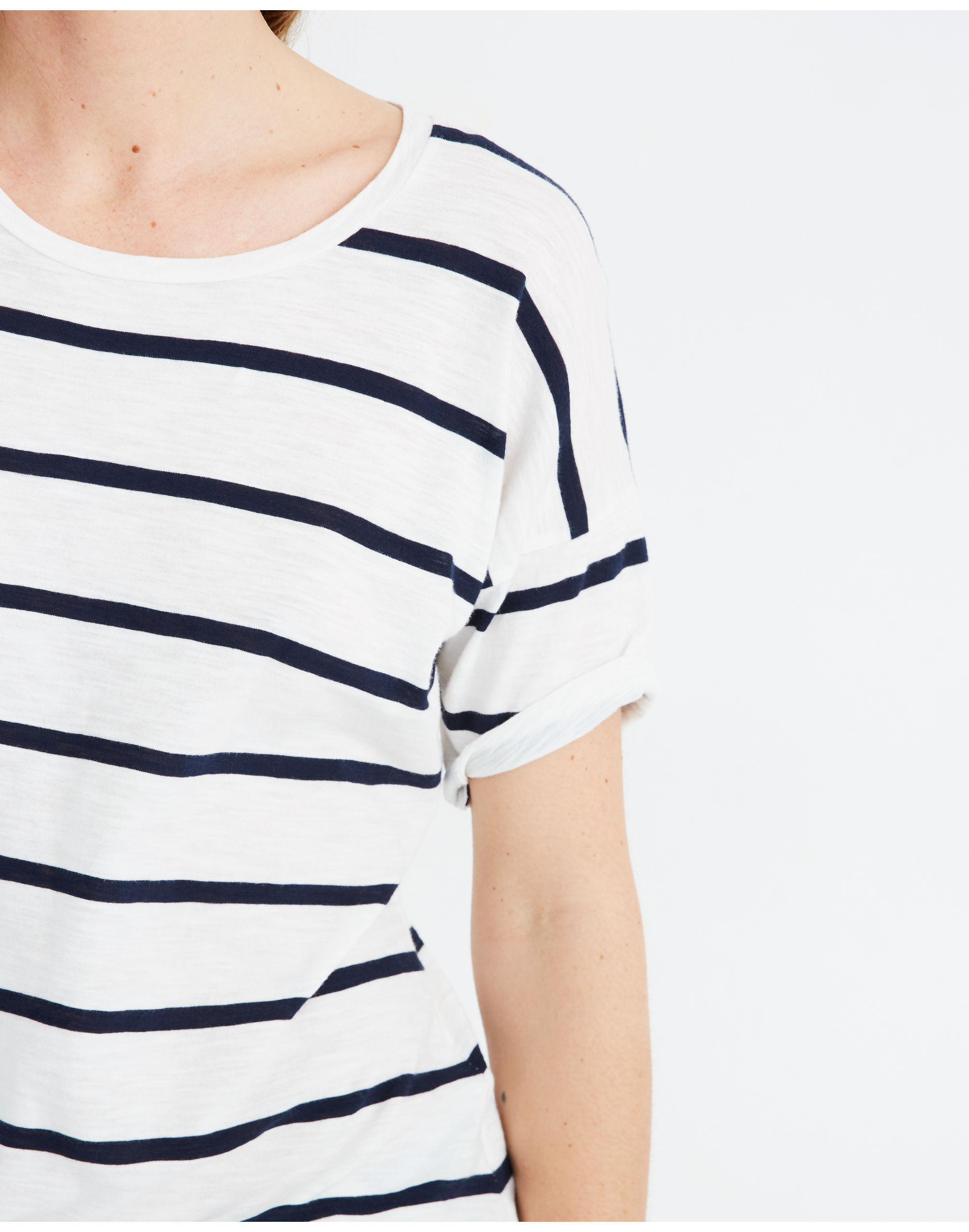 Whisper Cotton Crewneck Tee in Creston Stripe