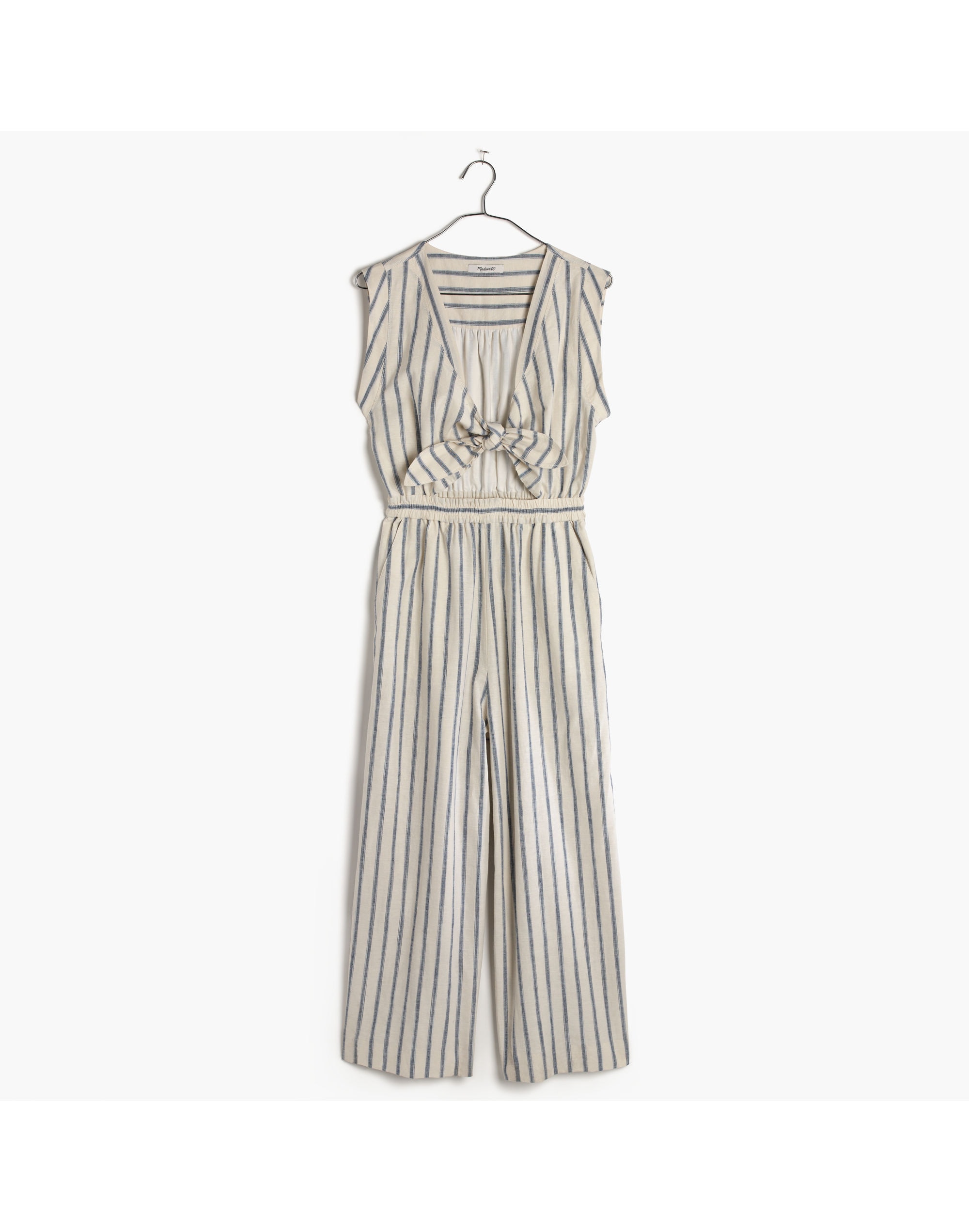 Tie-Front Culotte Jumpsuit in Ikat Stripe