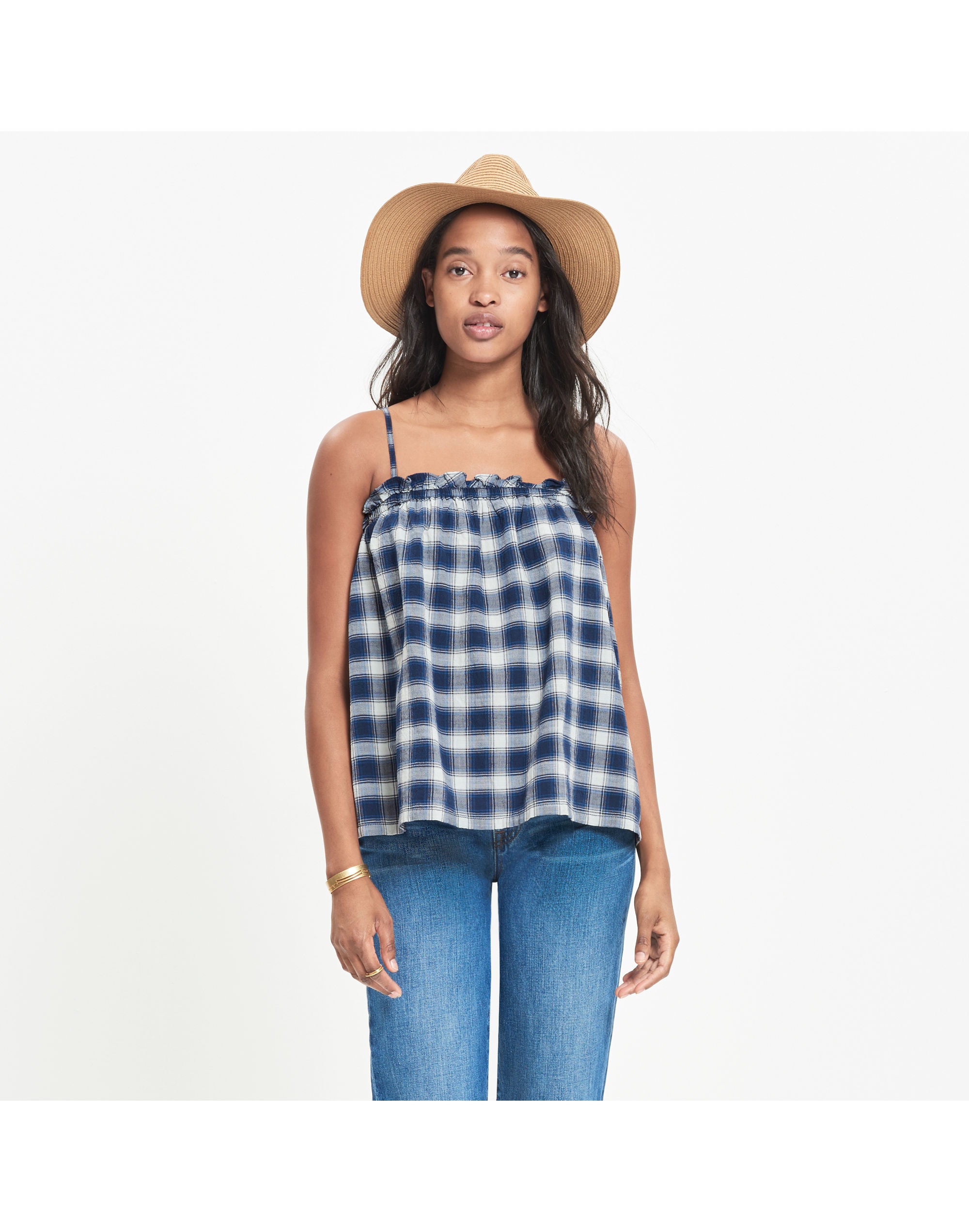 indigo plaid tank top
