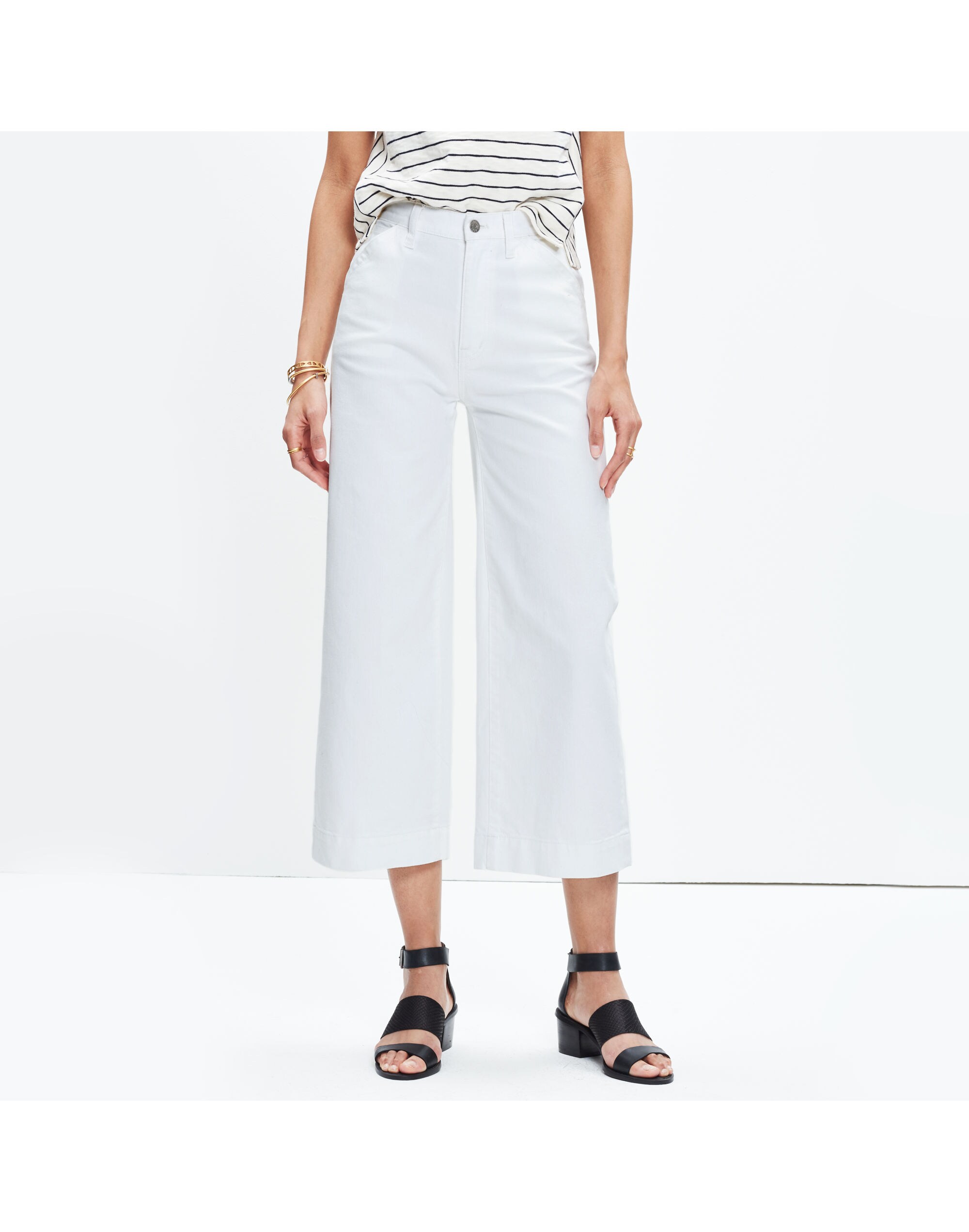 Wide-Leg Crop Jeans in Pure White