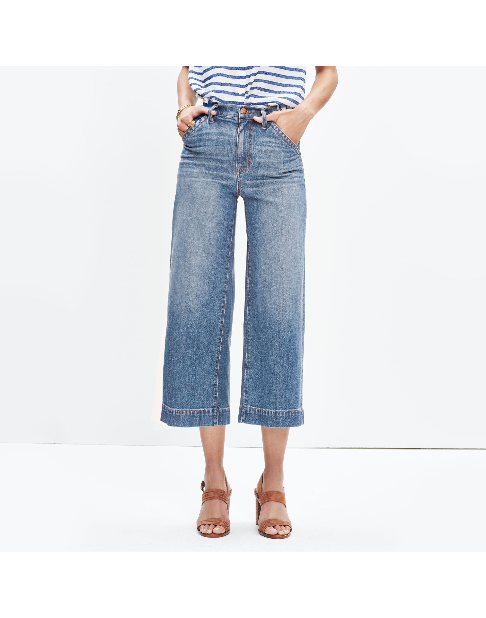 Wide-Leg Crop Jeans in Birdie Wash