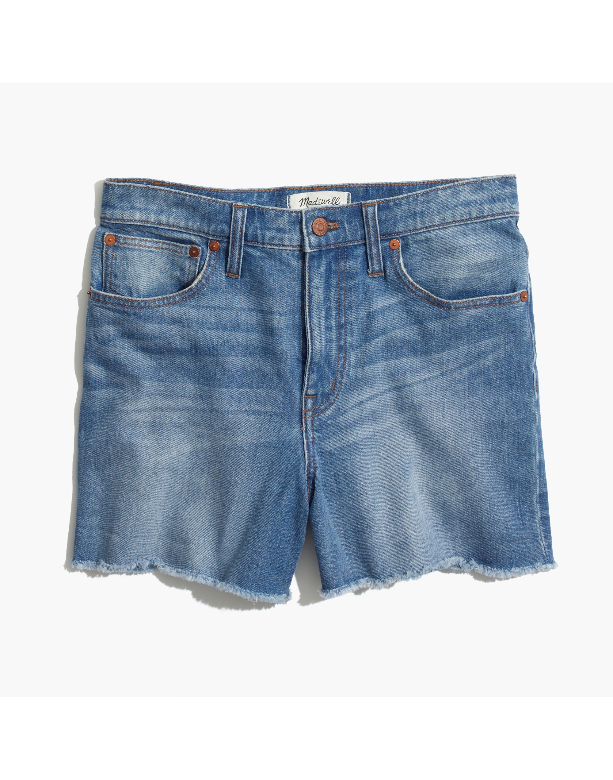 High-Rise Denim Boyshorts in Bo Wash