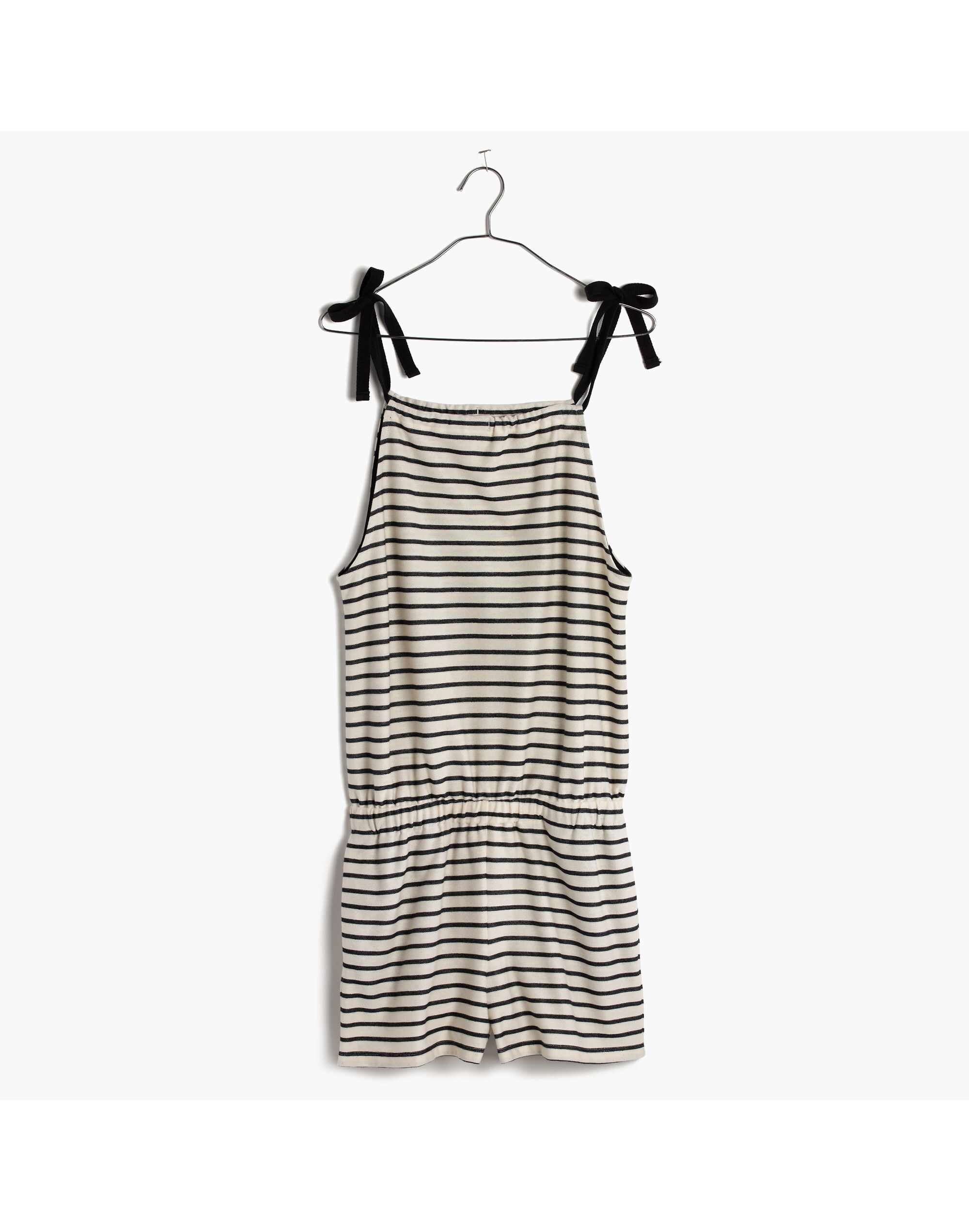 Tie-Shoulder Romper in Stripe