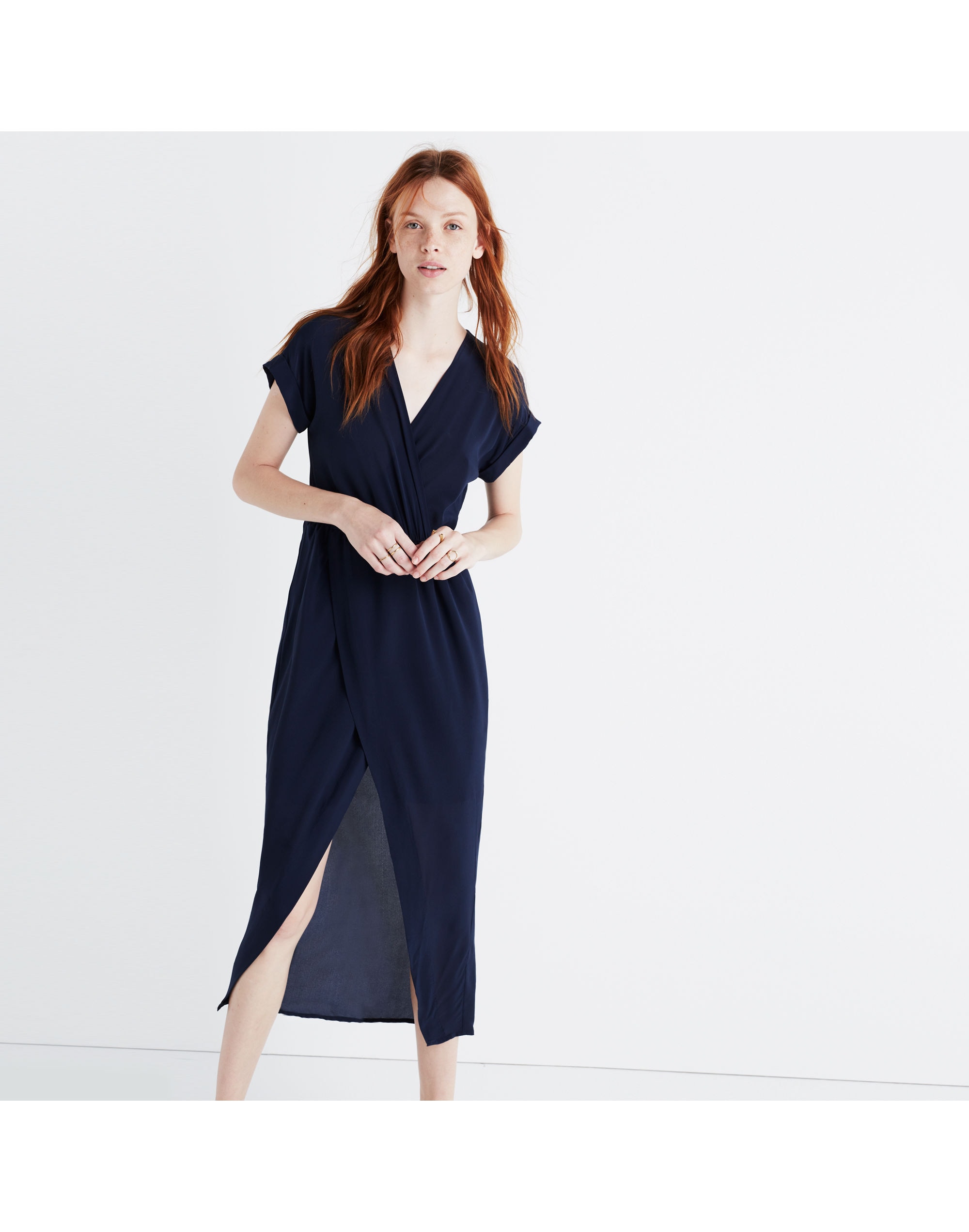 Silk Wrap-Front Maxi Dress