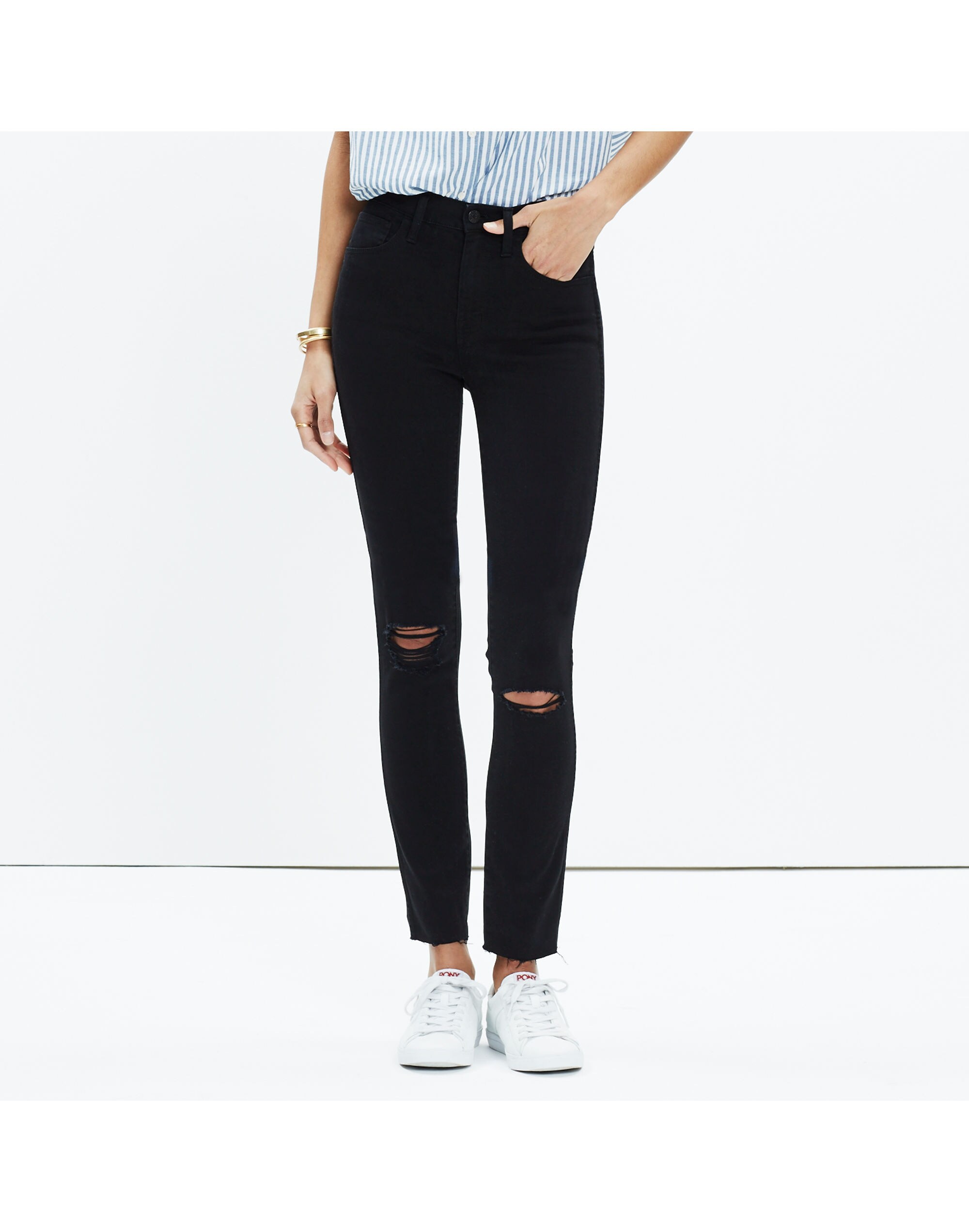 10" High-Rise Skinny Jeans in Black Sea