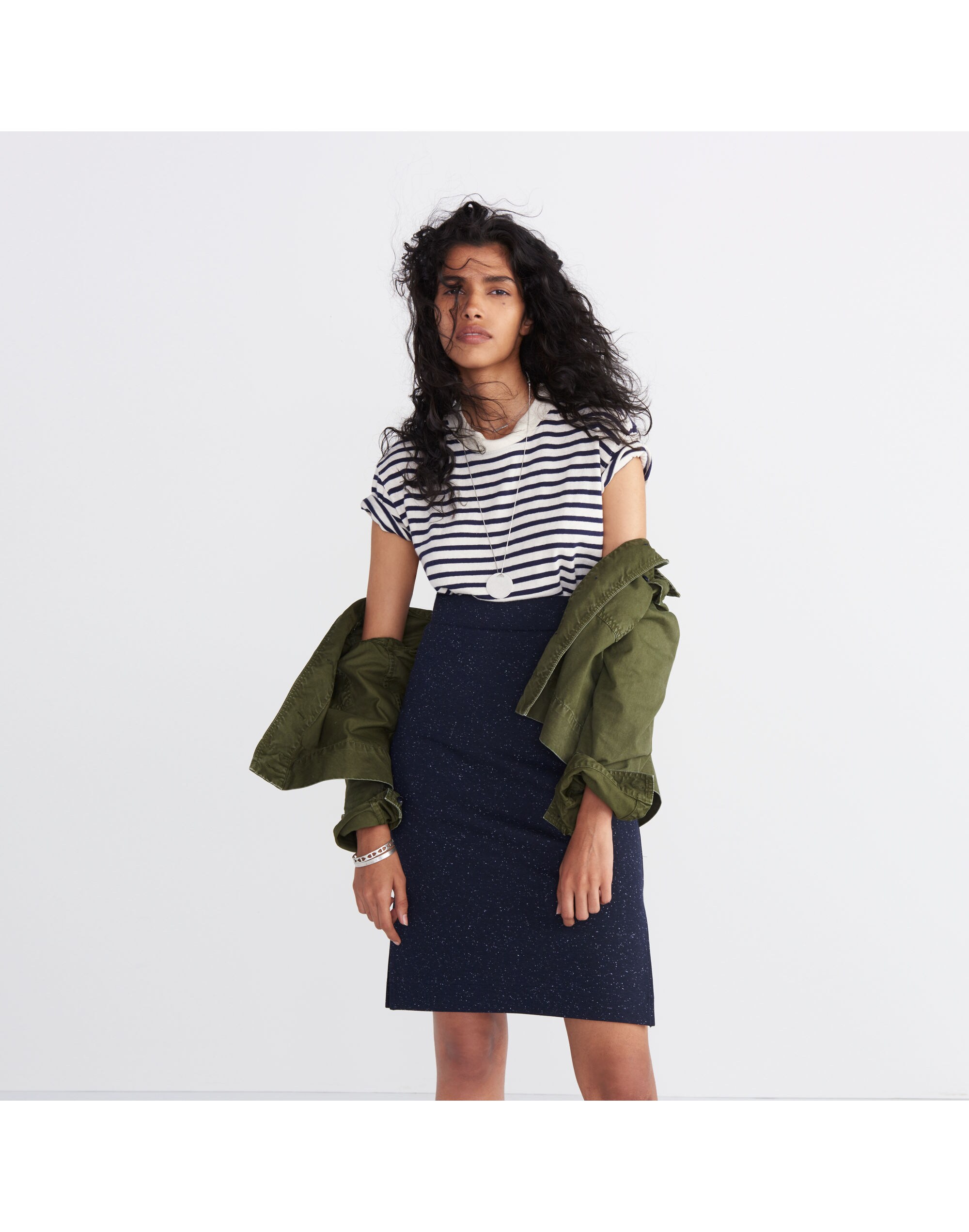 Column Side-Slit Skirt in Speckle