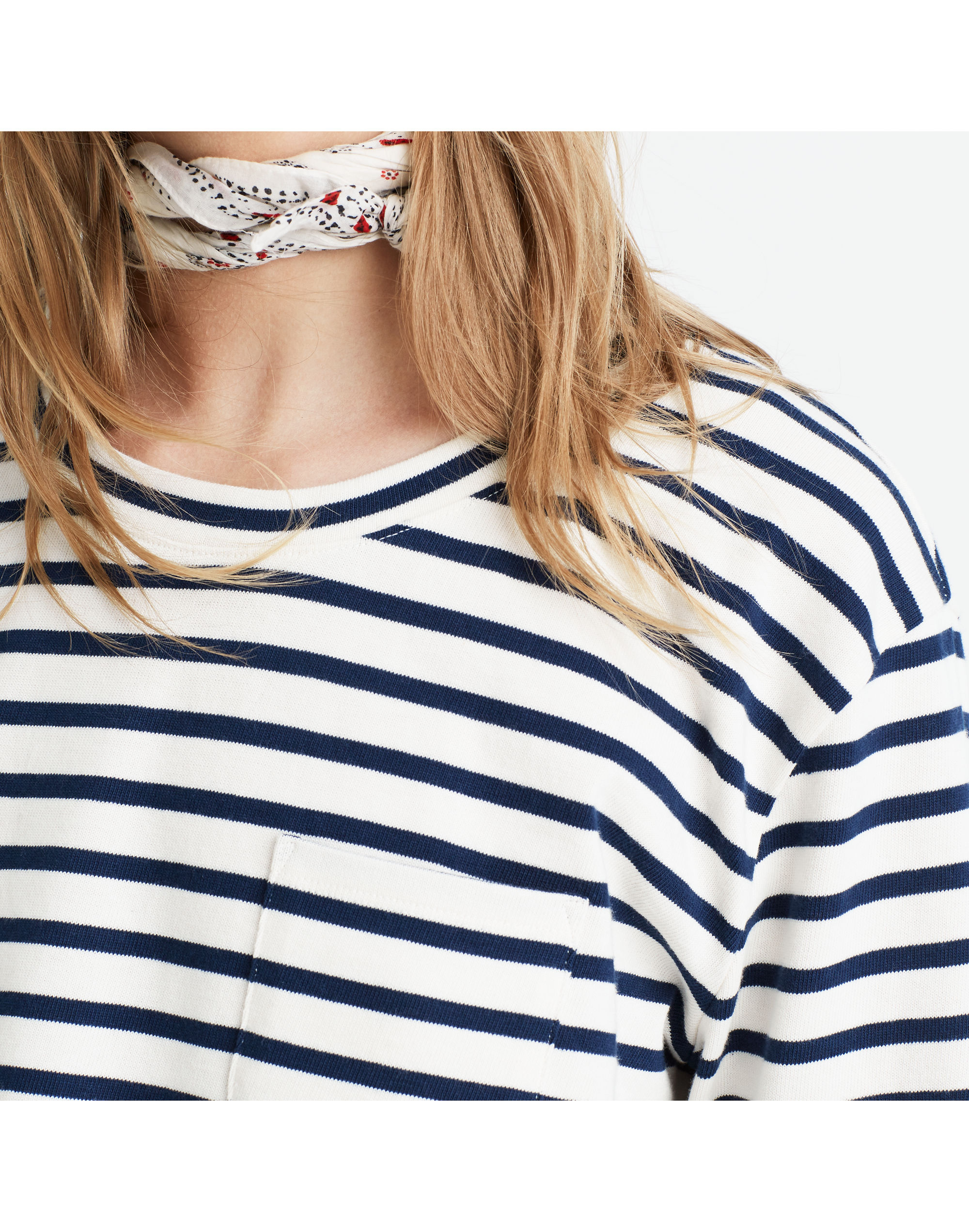 Long-Sleeve Crop Tee in Linden Stripe