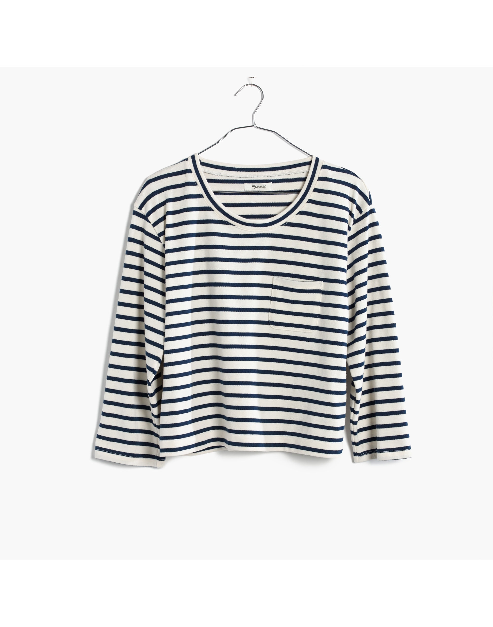 Long-Sleeve Crop Tee in Linden Stripe