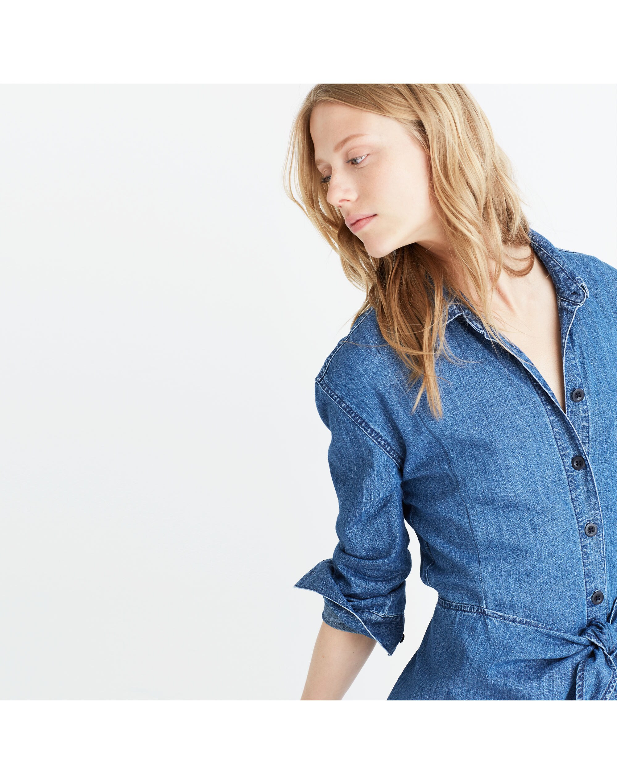 Denim Tie-Waist Dress