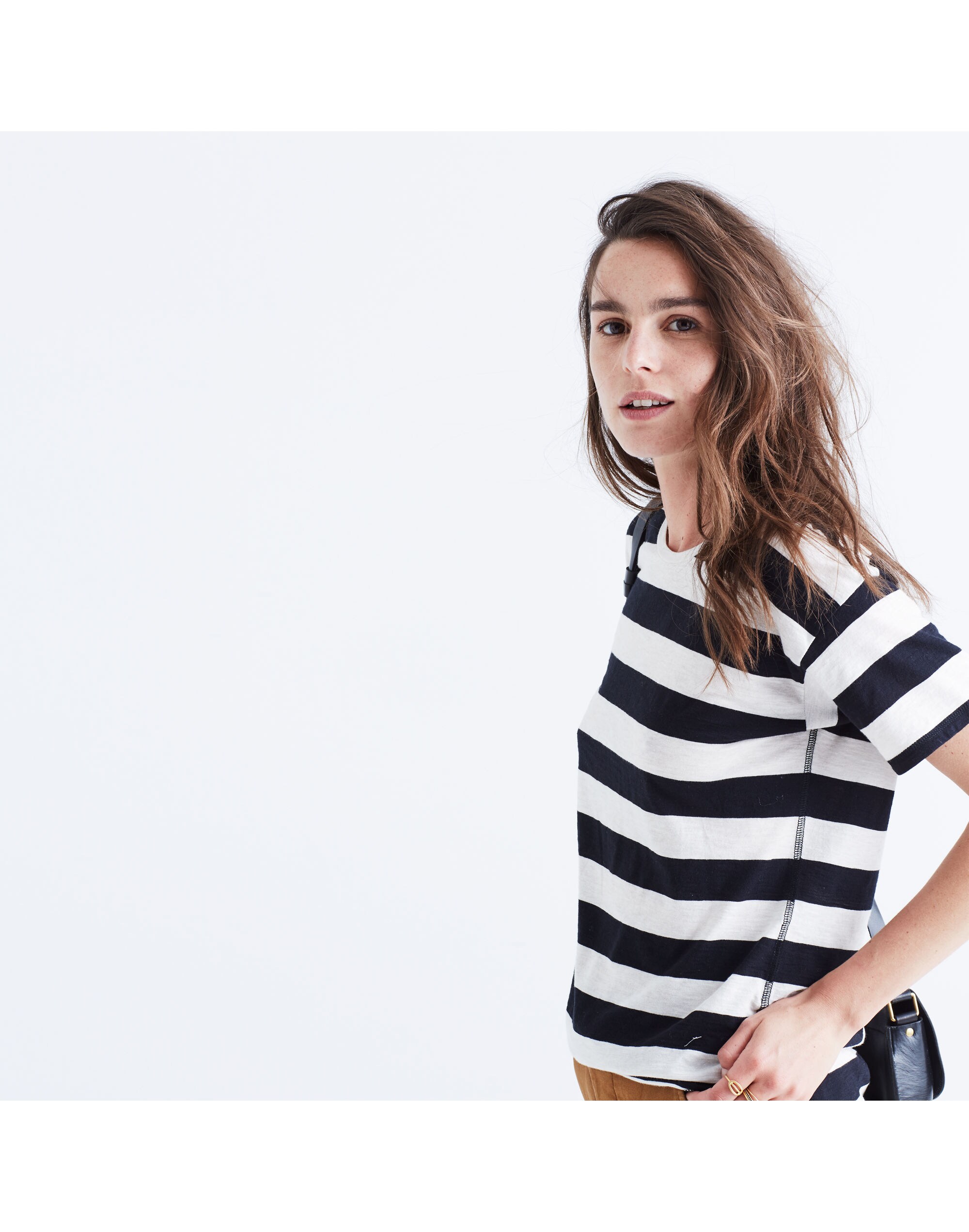 Whisper Cotton Crewneck Tee in Allendale Stripe