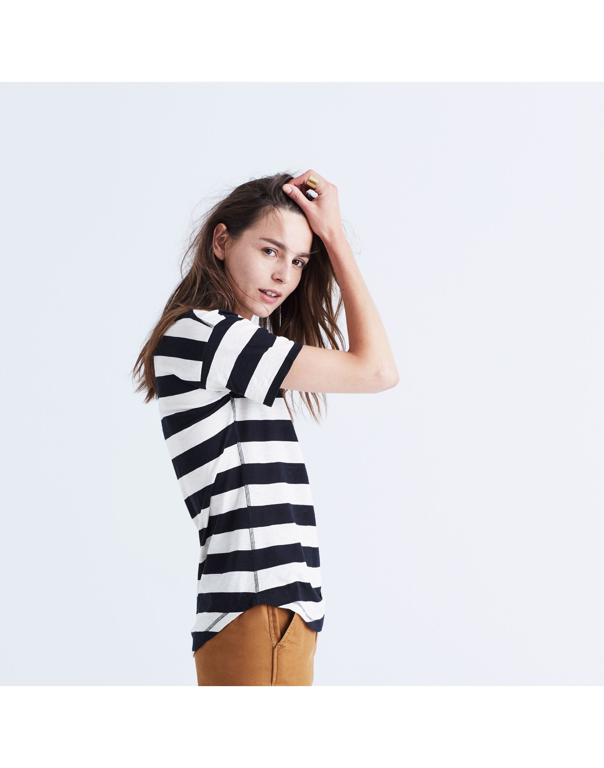 Whisper Cotton Crewneck Tee in Allendale Stripe