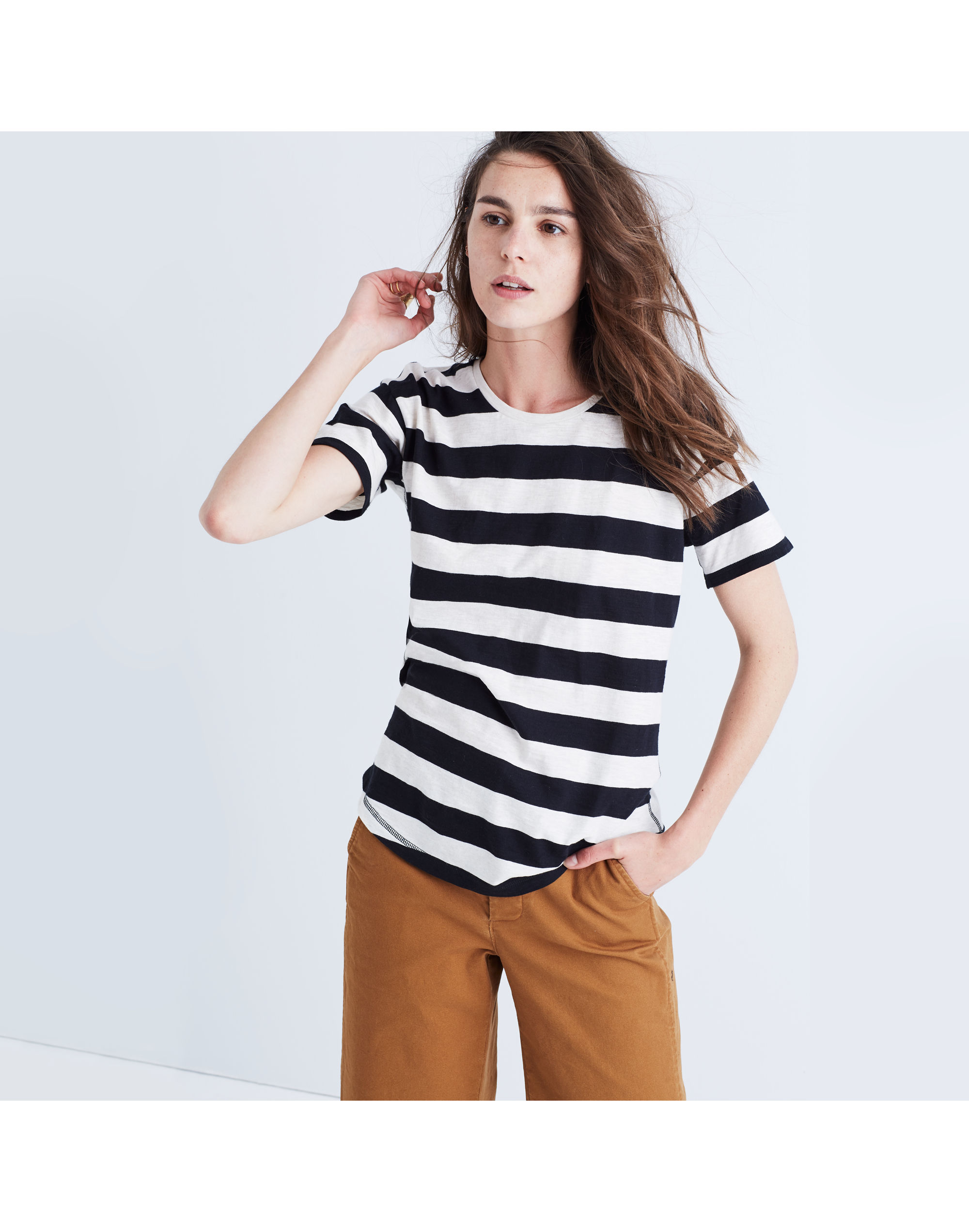 Whisper Cotton Crewneck Tee in Allendale Stripe