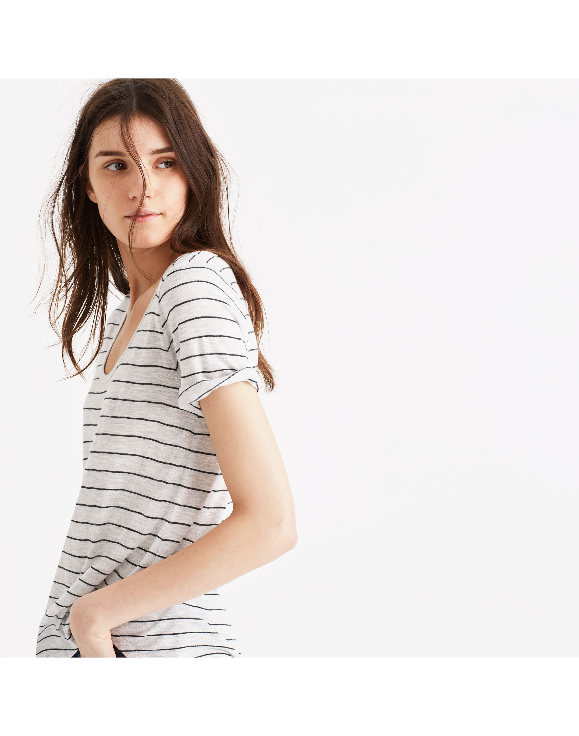 Anthem Scoop Elbow-Sleeve Tee in Gabriel Stripe
