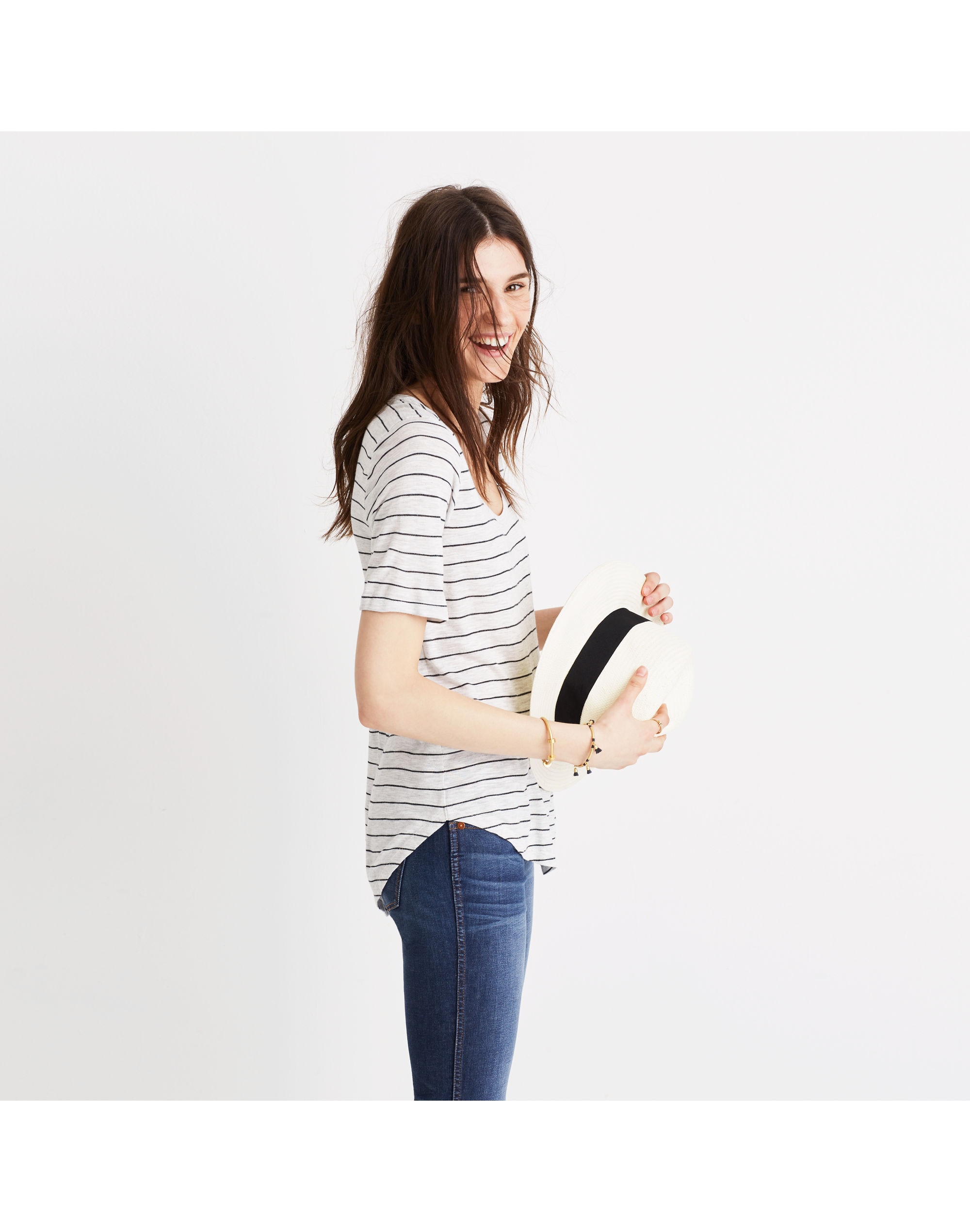 Anthem Scoop Elbow-Sleeve Tee in Gabriel Stripe