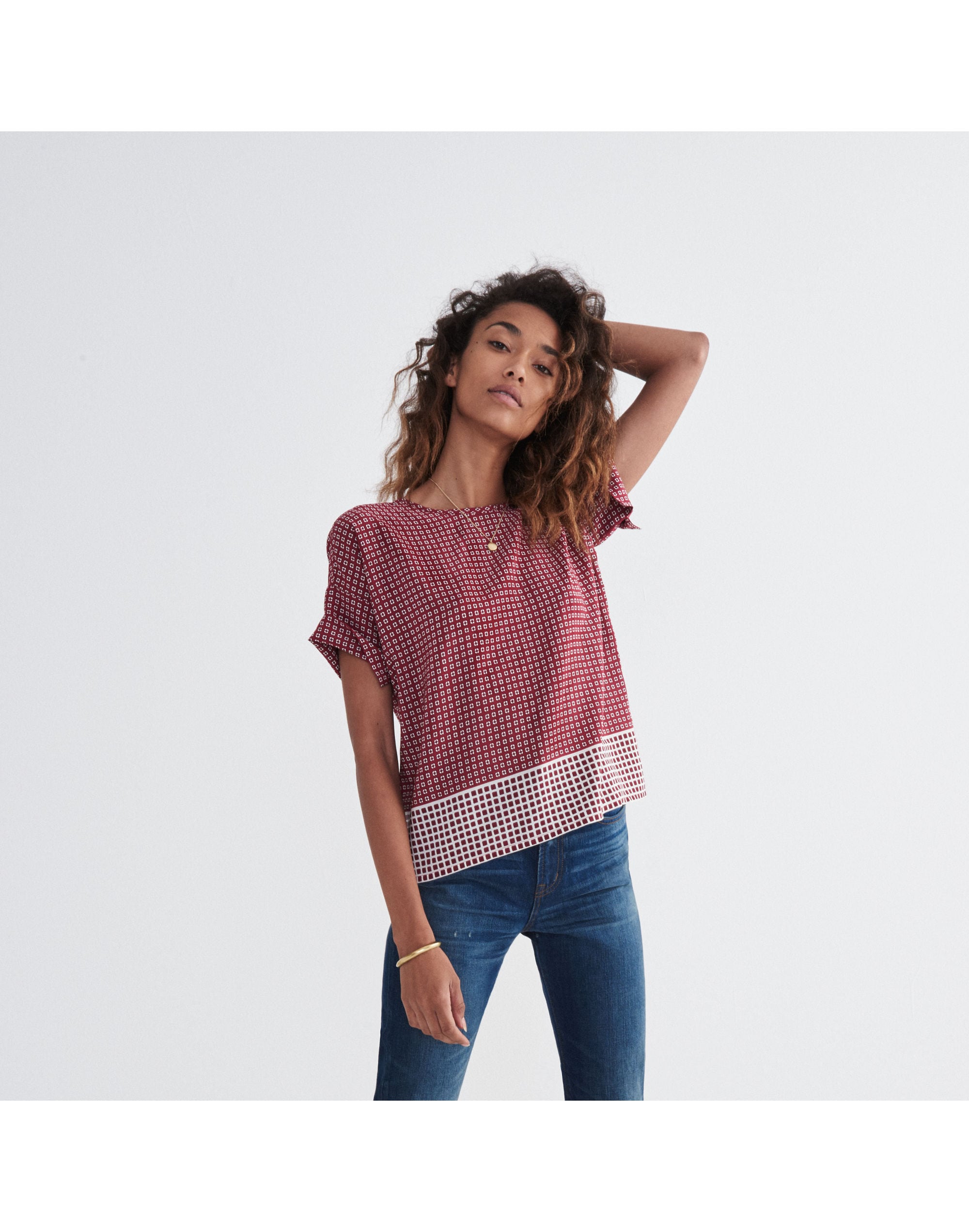 Silk Premiere Bow-Back Tee in Ascot Tile