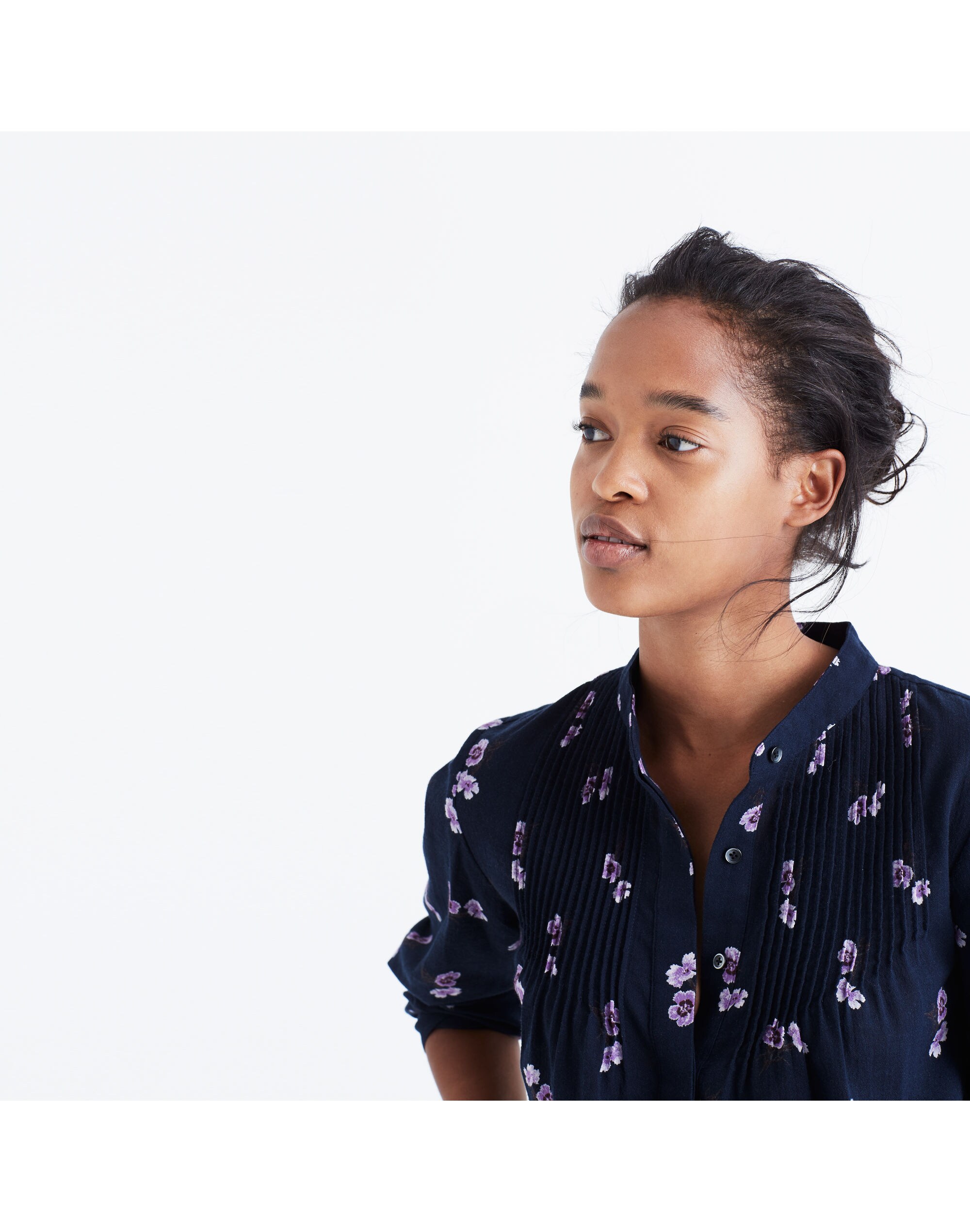 Pintuck Popover Shirt in Pansy Bouquet