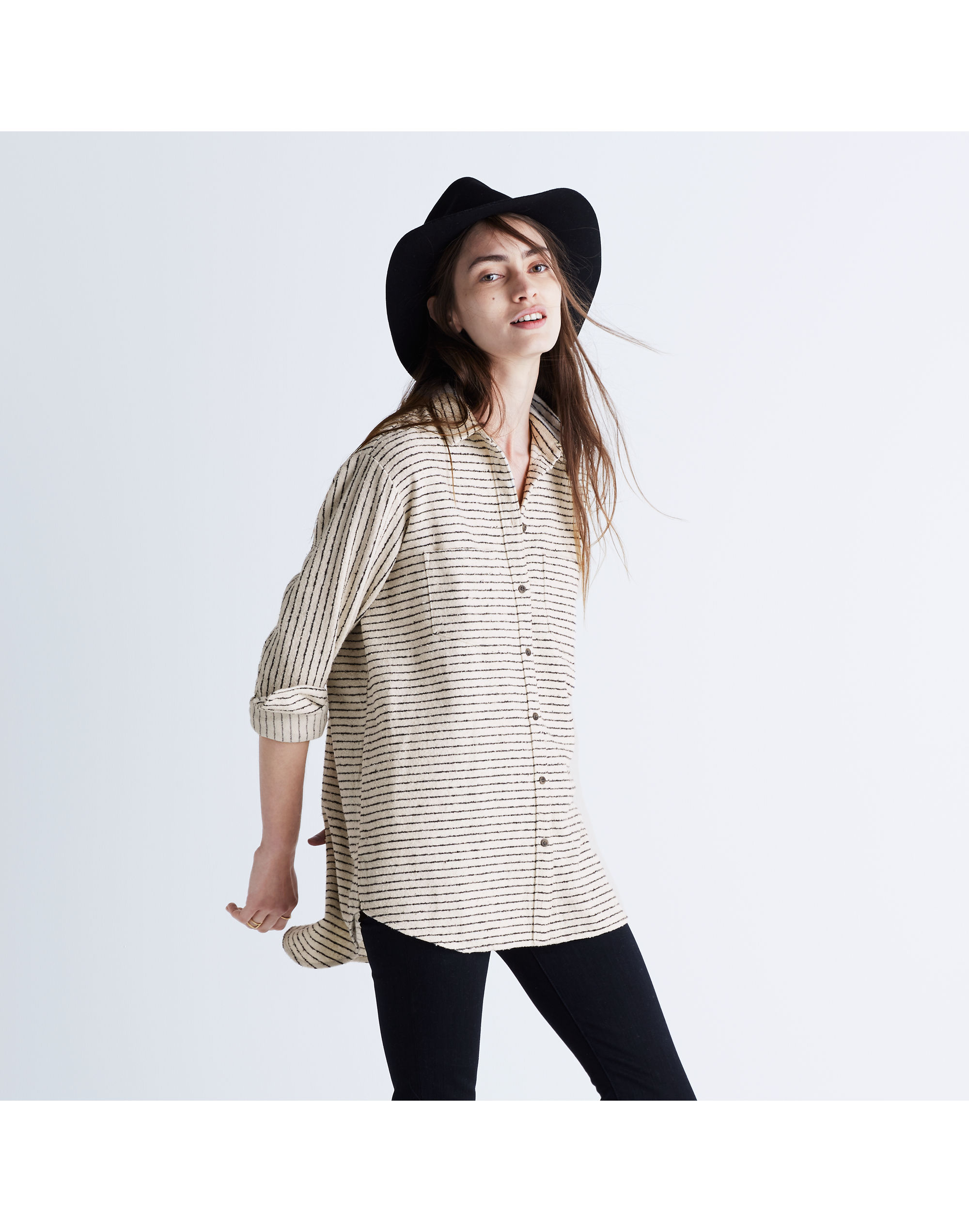 Flannel Oversized Ex-Boyfriend Shirt in Mick Stripe