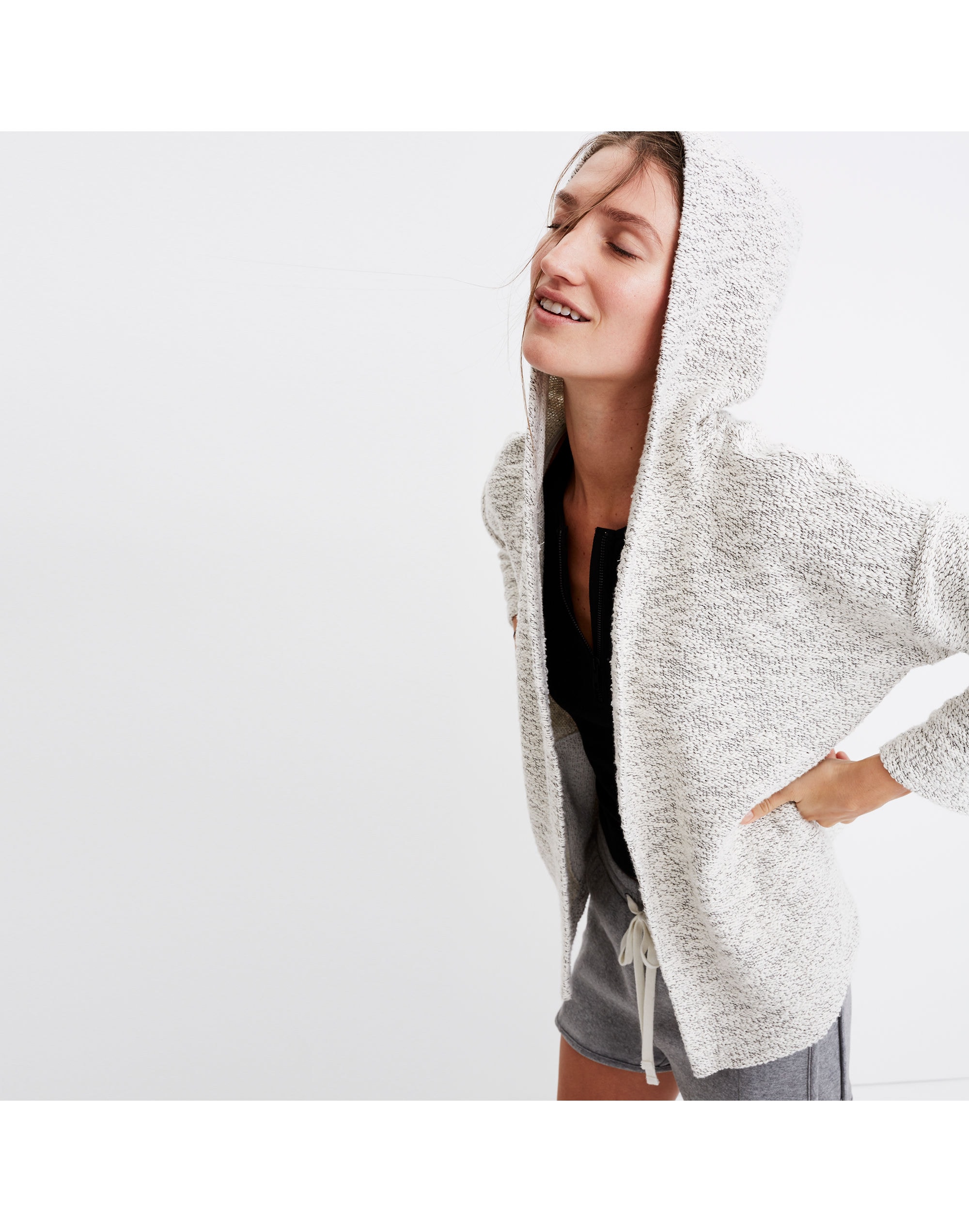 textural hooded jacket
