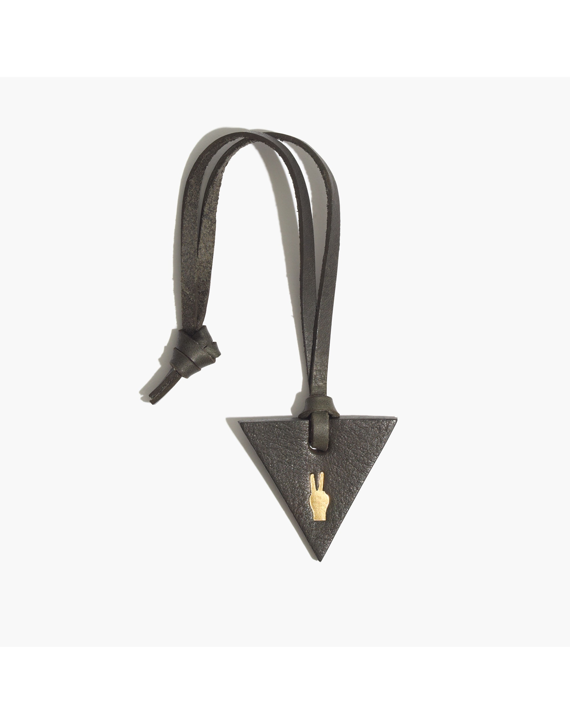 Leather Bag Tag with Peace Sign Emoji