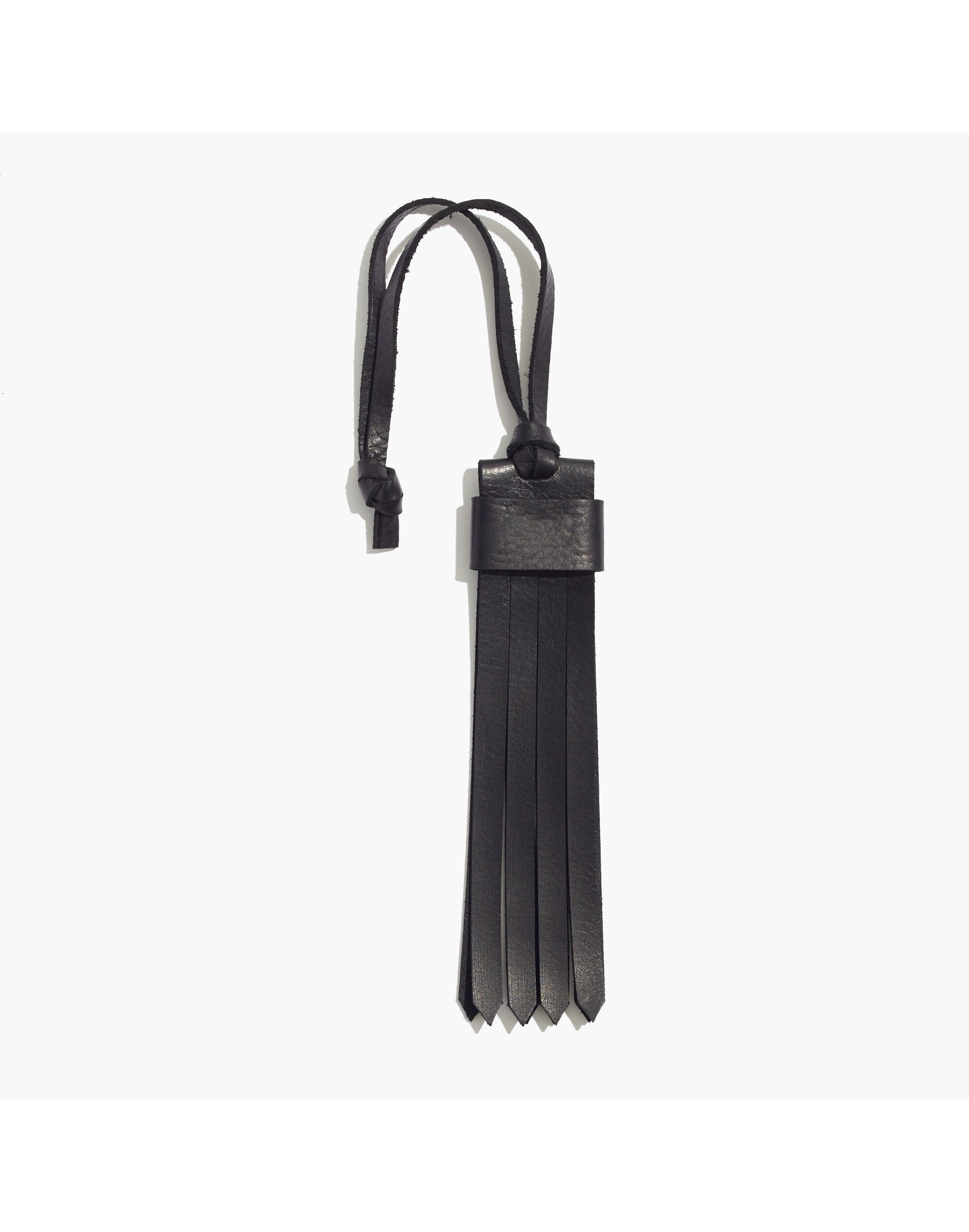 leather fringe bag tag
