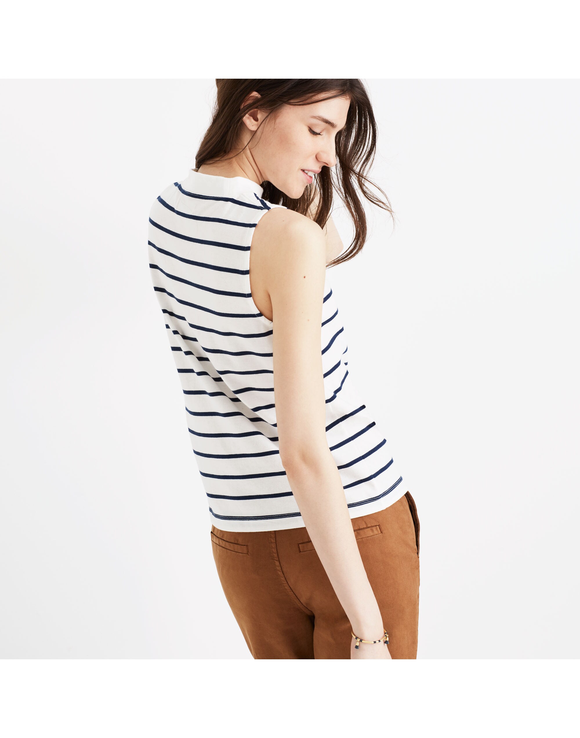 Tune Mockneck Tank Top in Harmon Stripe