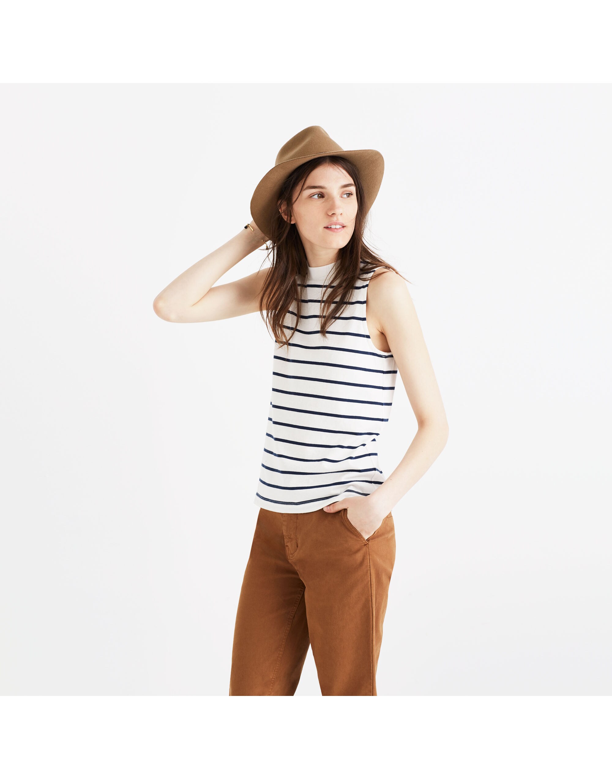 Tune Mockneck Tank Top in Harmon Stripe