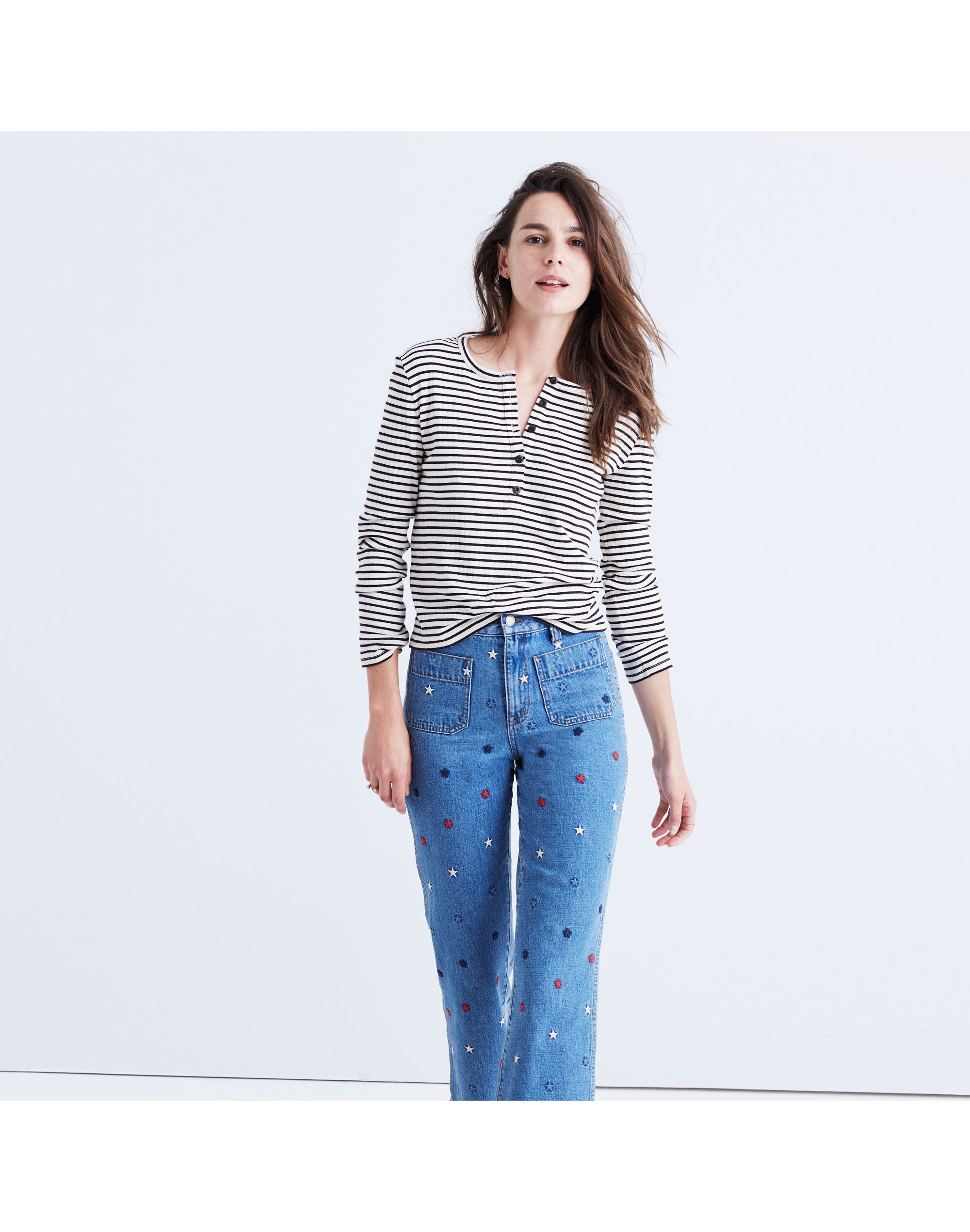 striped henley tee