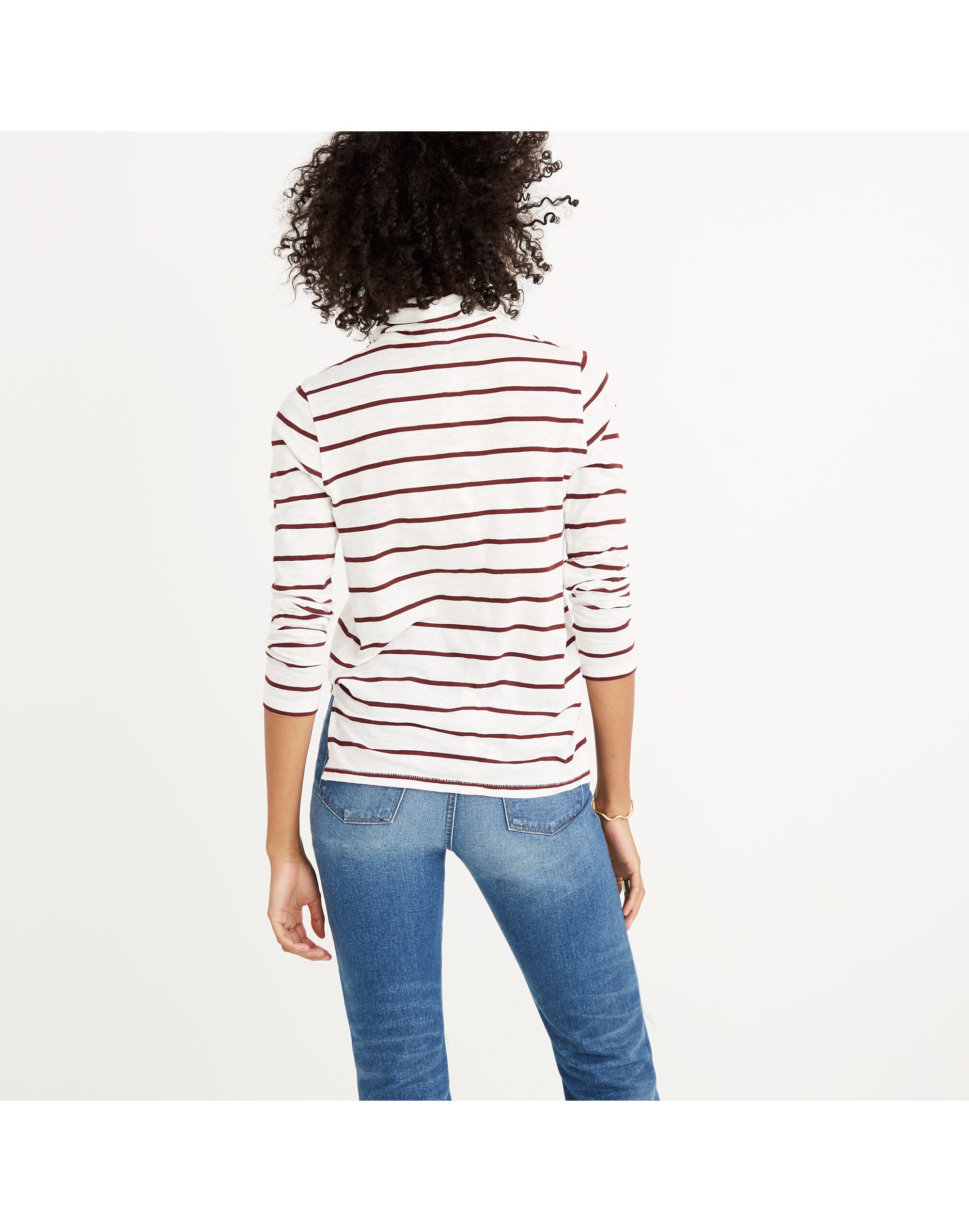 Whisper Cotton Turtleneck in Wellton Stripe