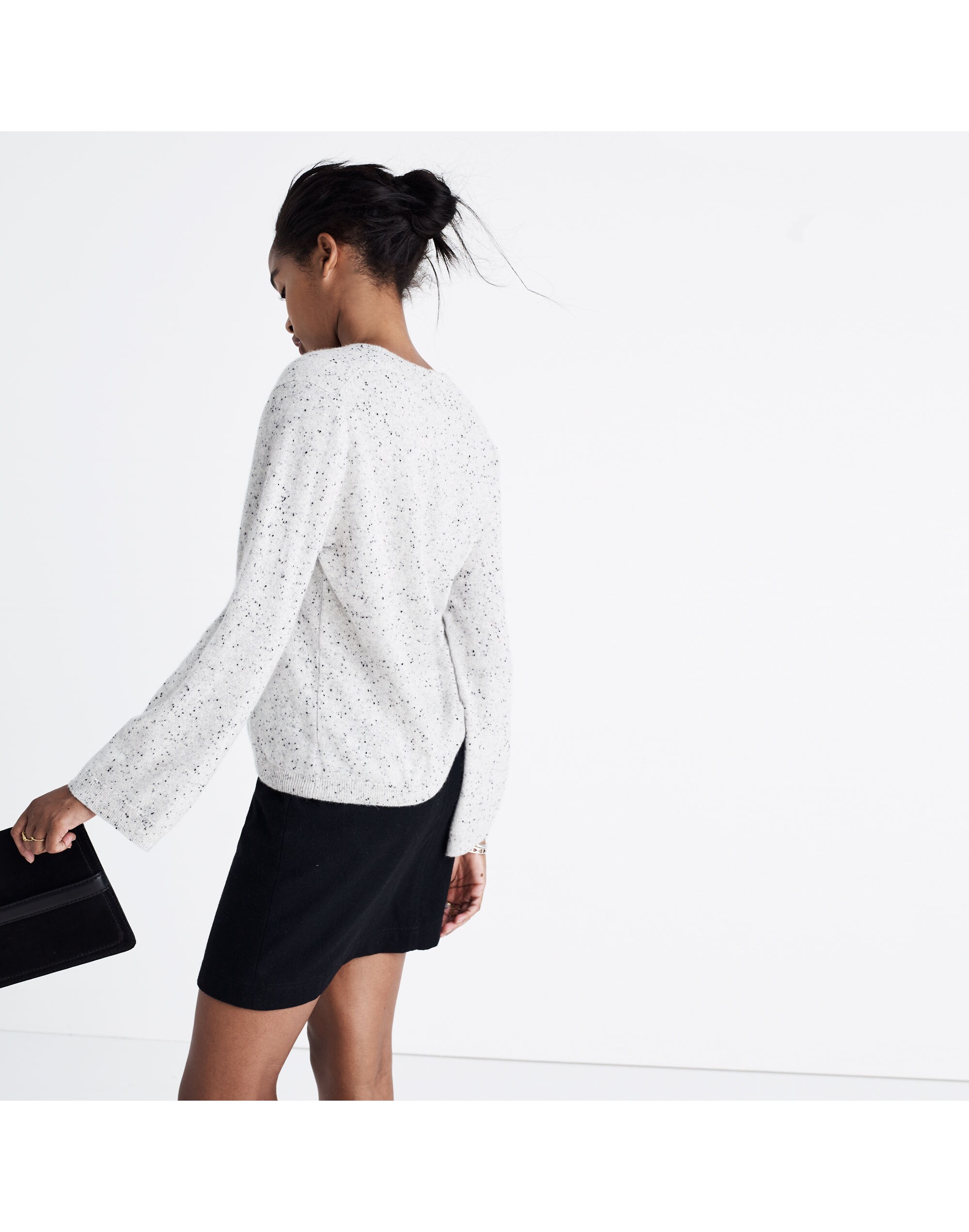 Cashmere Flare-Sleeve Crop Sweater