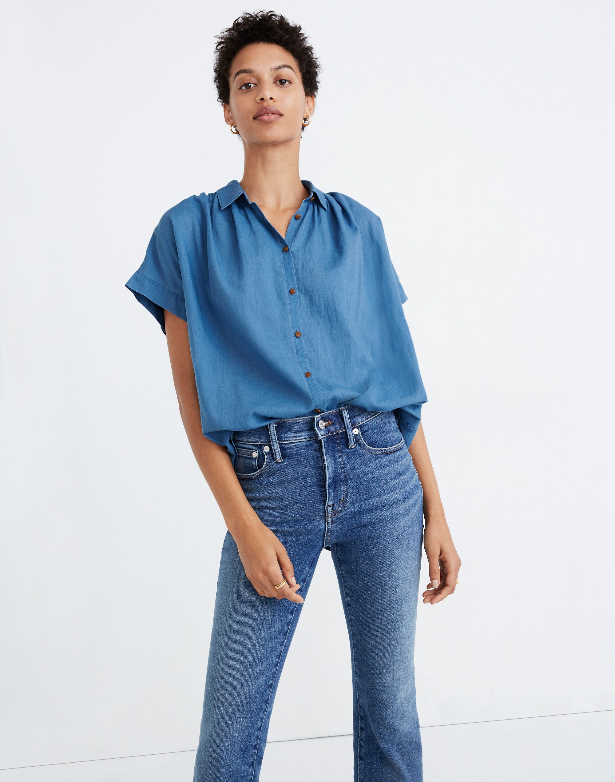 Petite Central Shirt in Bright Indigo