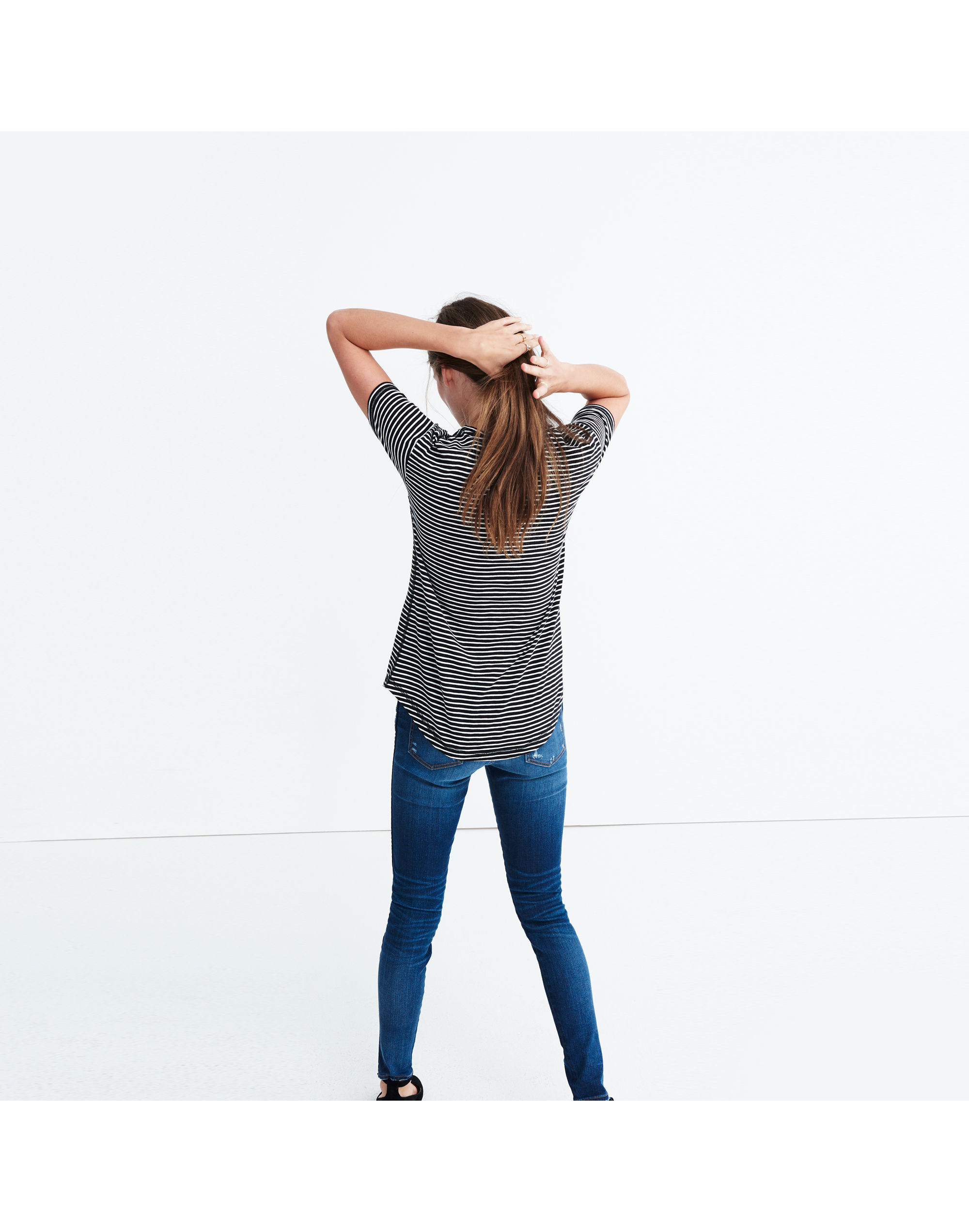 Whisper Cotton Crewneck Tee in Hardy Stripe