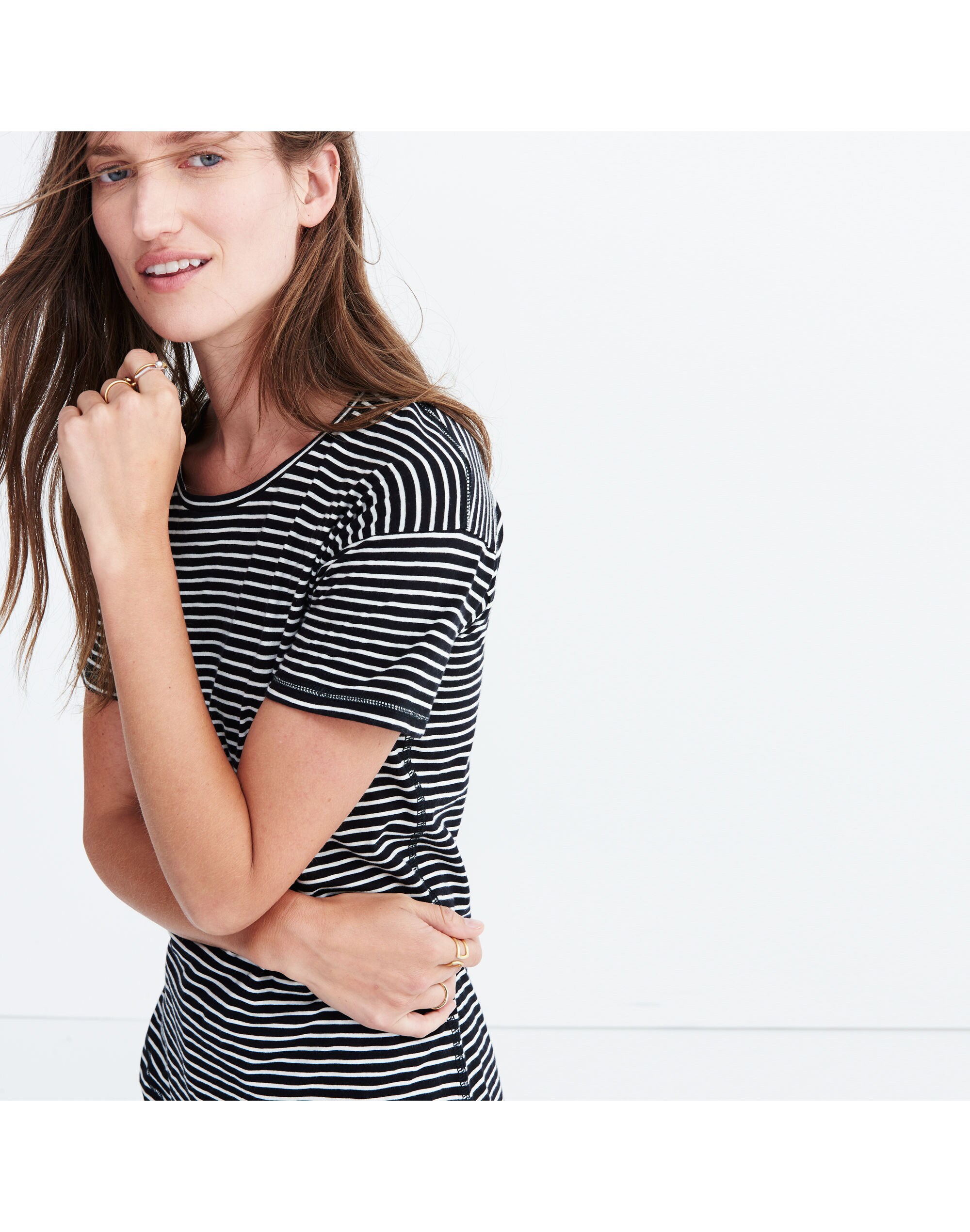 Whisper Cotton Crewneck Tee in Hardy Stripe