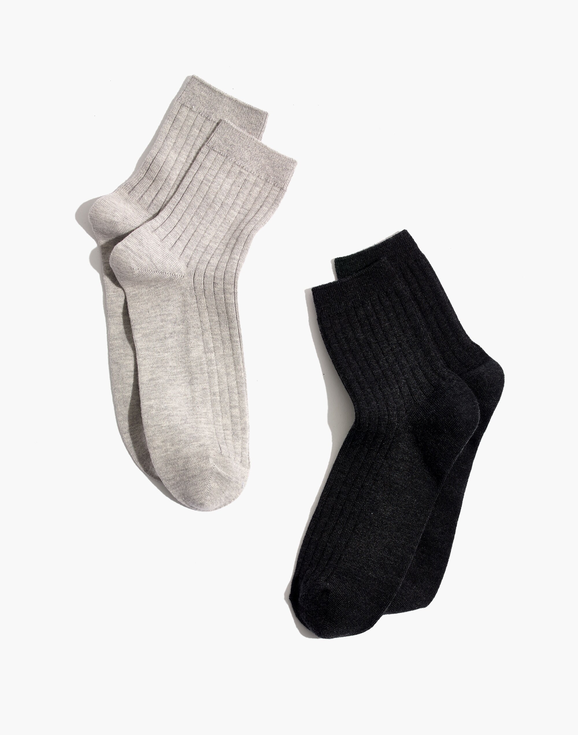 Two-Pack Ribbed Heather Ankle Socks