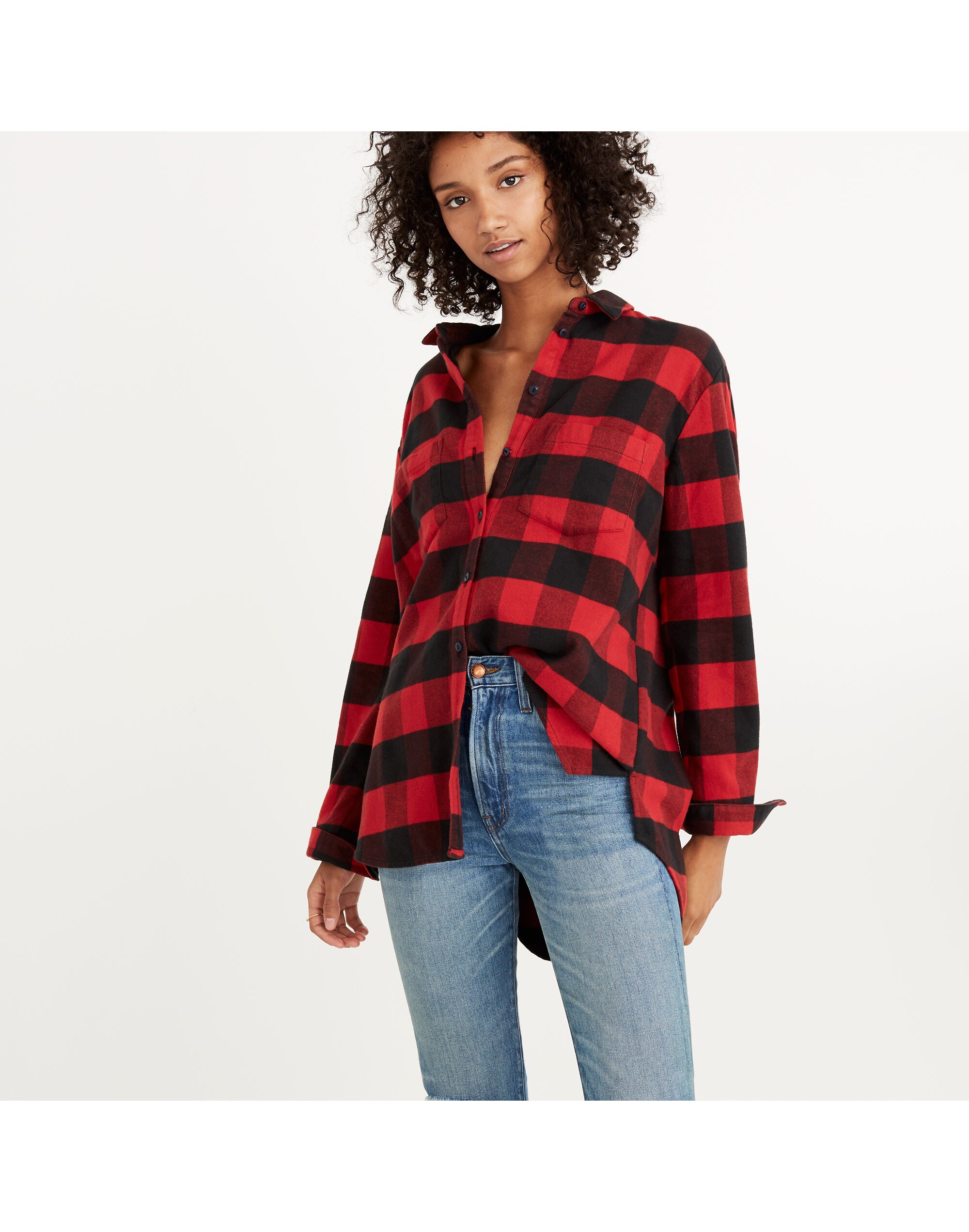 Flannel Oversized Ex-Boyfriend Shirt in Buffalo Check