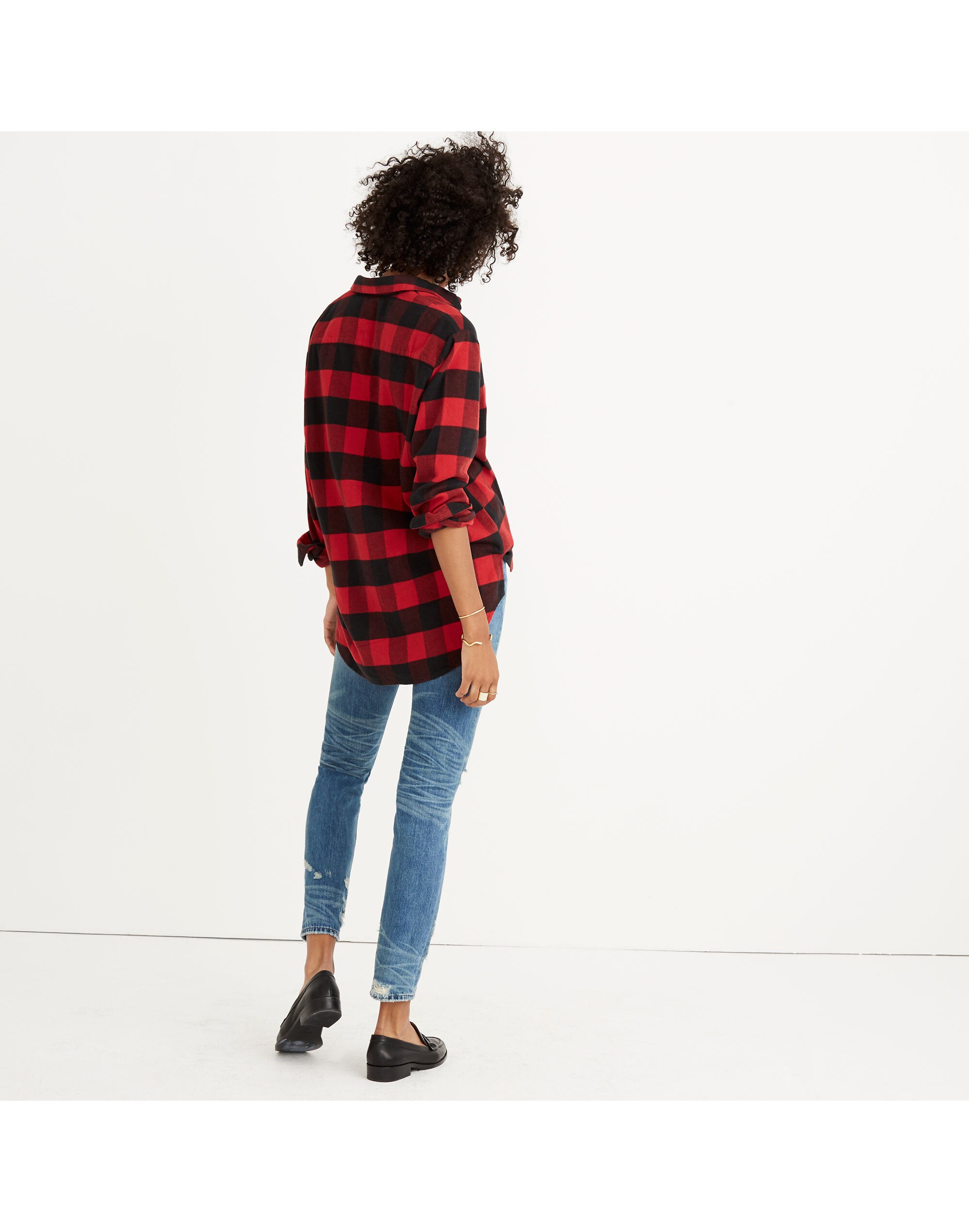 Flannel Oversized Ex-Boyfriend Shirt in Buffalo Check