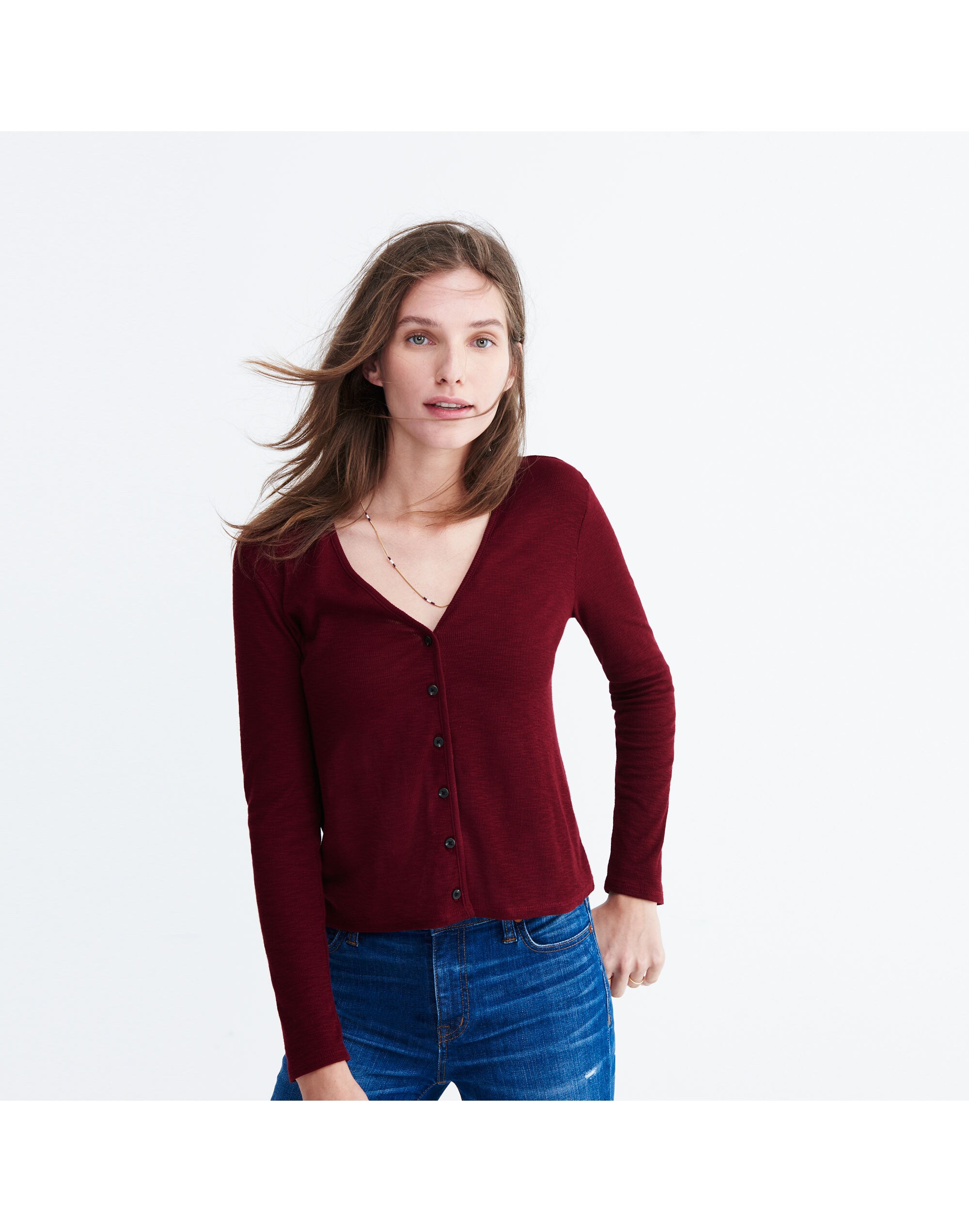 Knit Button-Down Top
