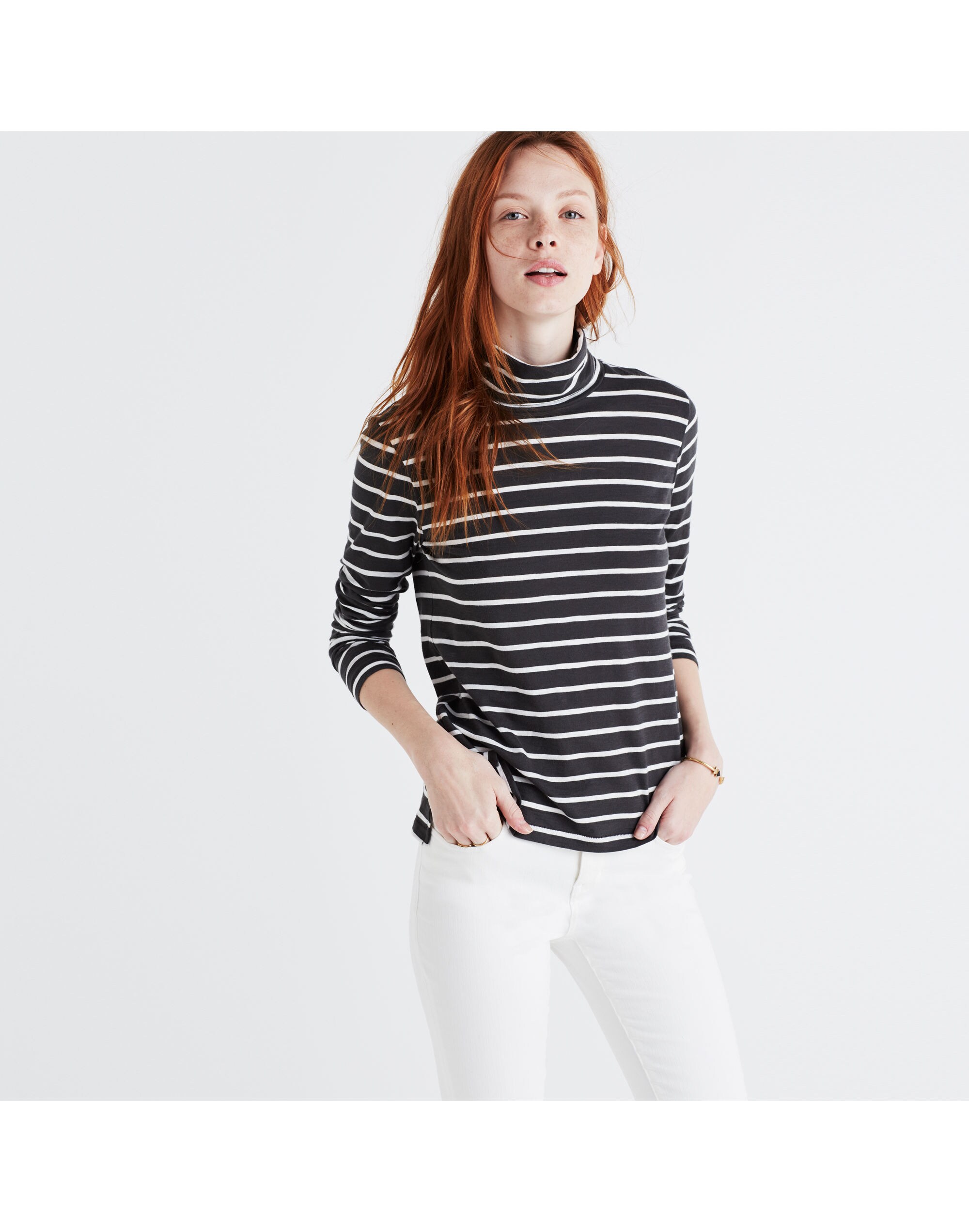 Whisper Cotton Turtleneck in Freddie Stripe