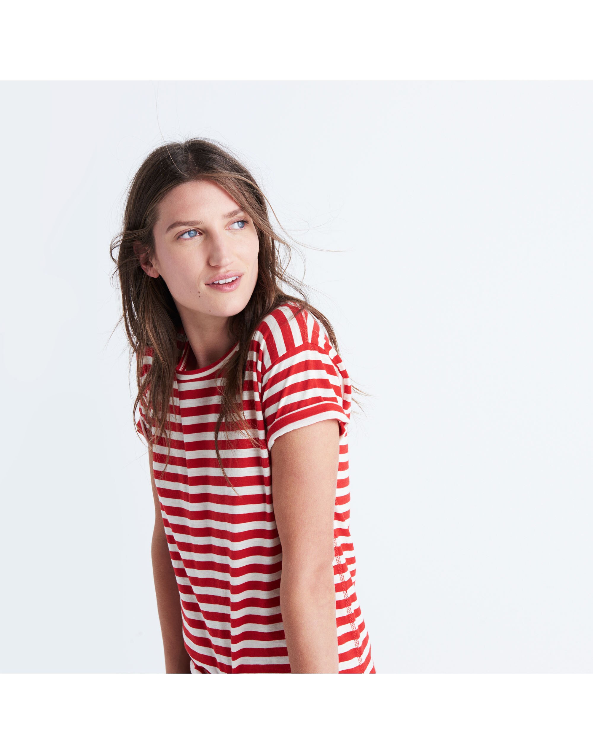 Whisper Cotton Crewneck Tee in Sammie Stripe