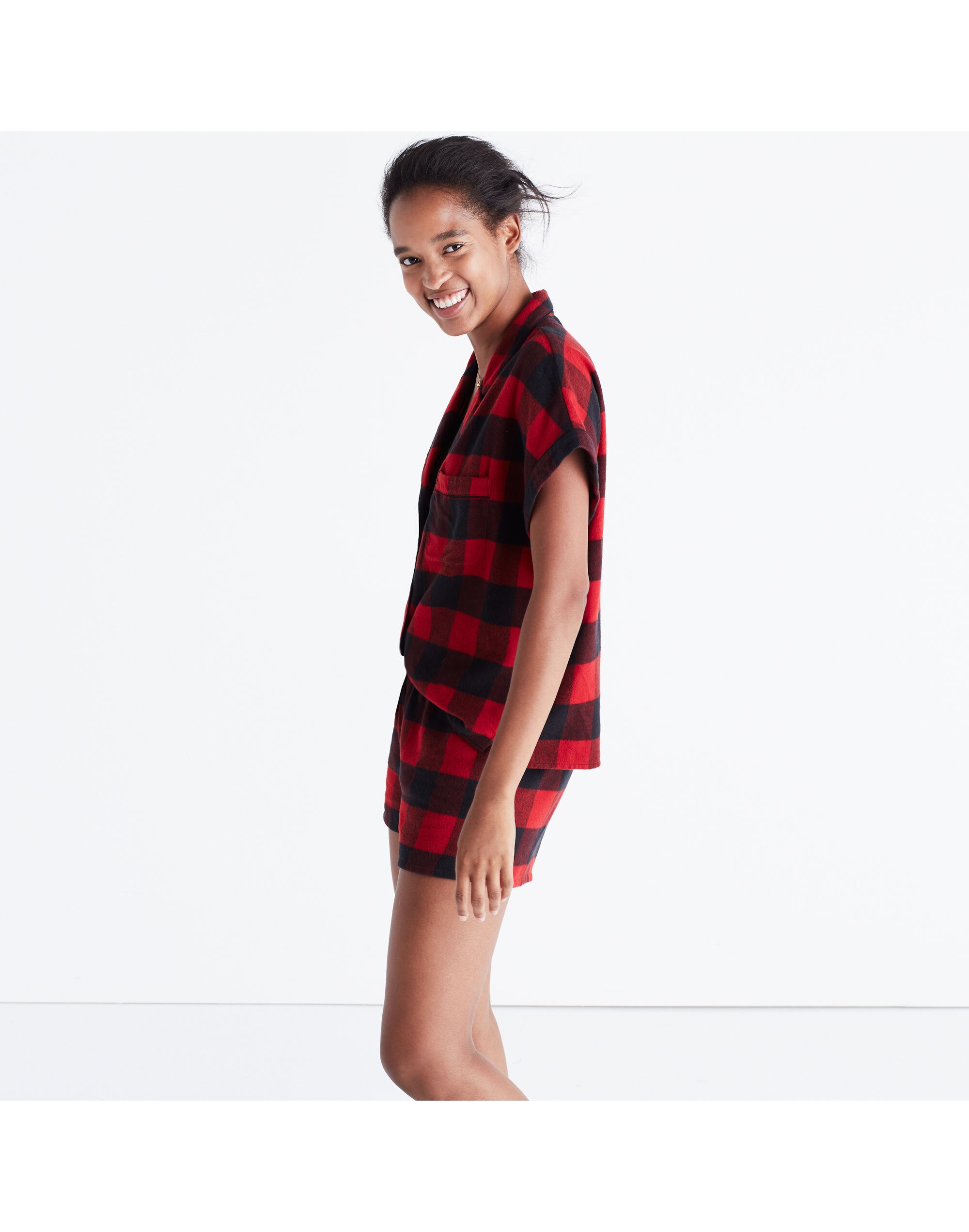 Flannel Bedtime Pajama Top in Buffalo Check
